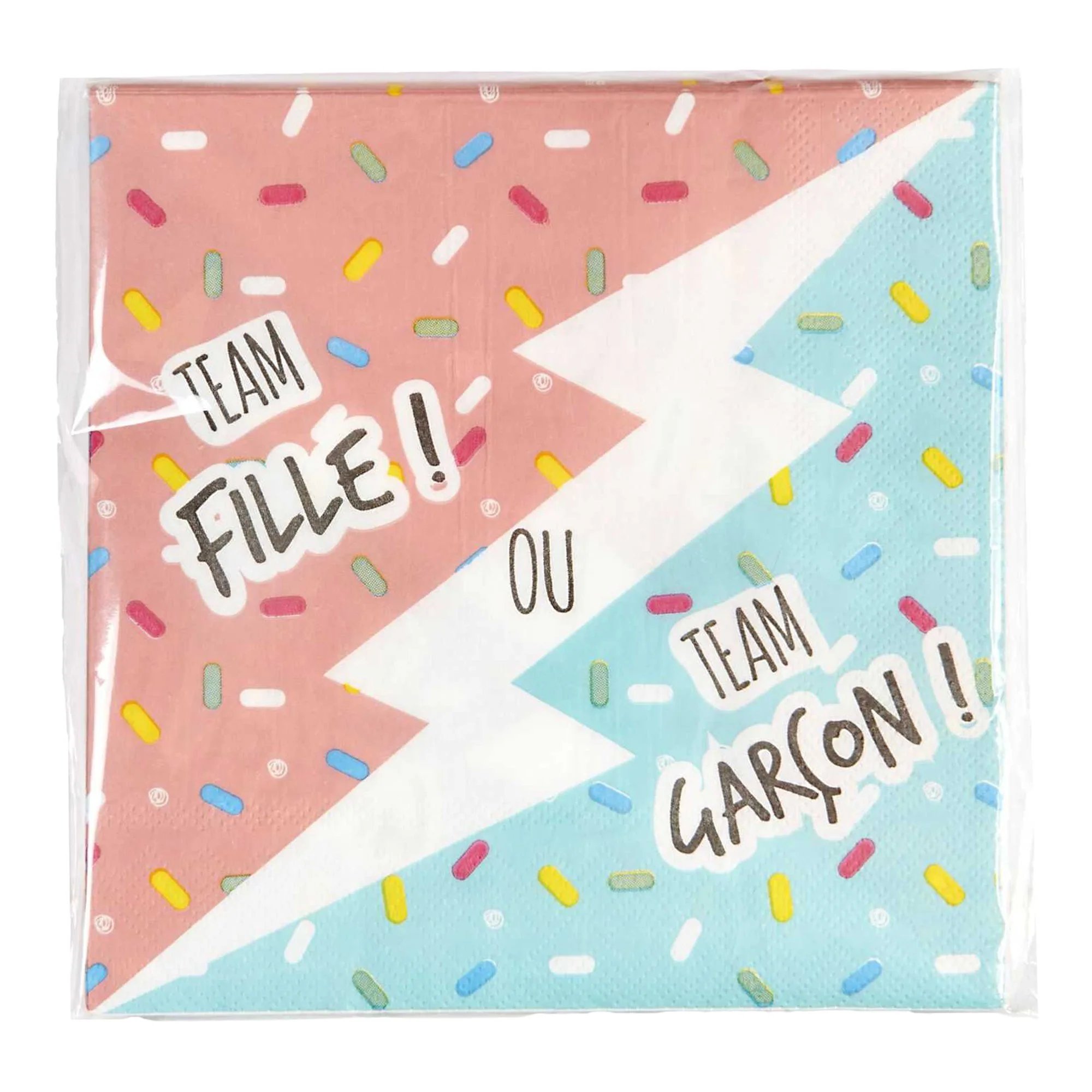 20 serviettes en papier team fille ou team garçon
