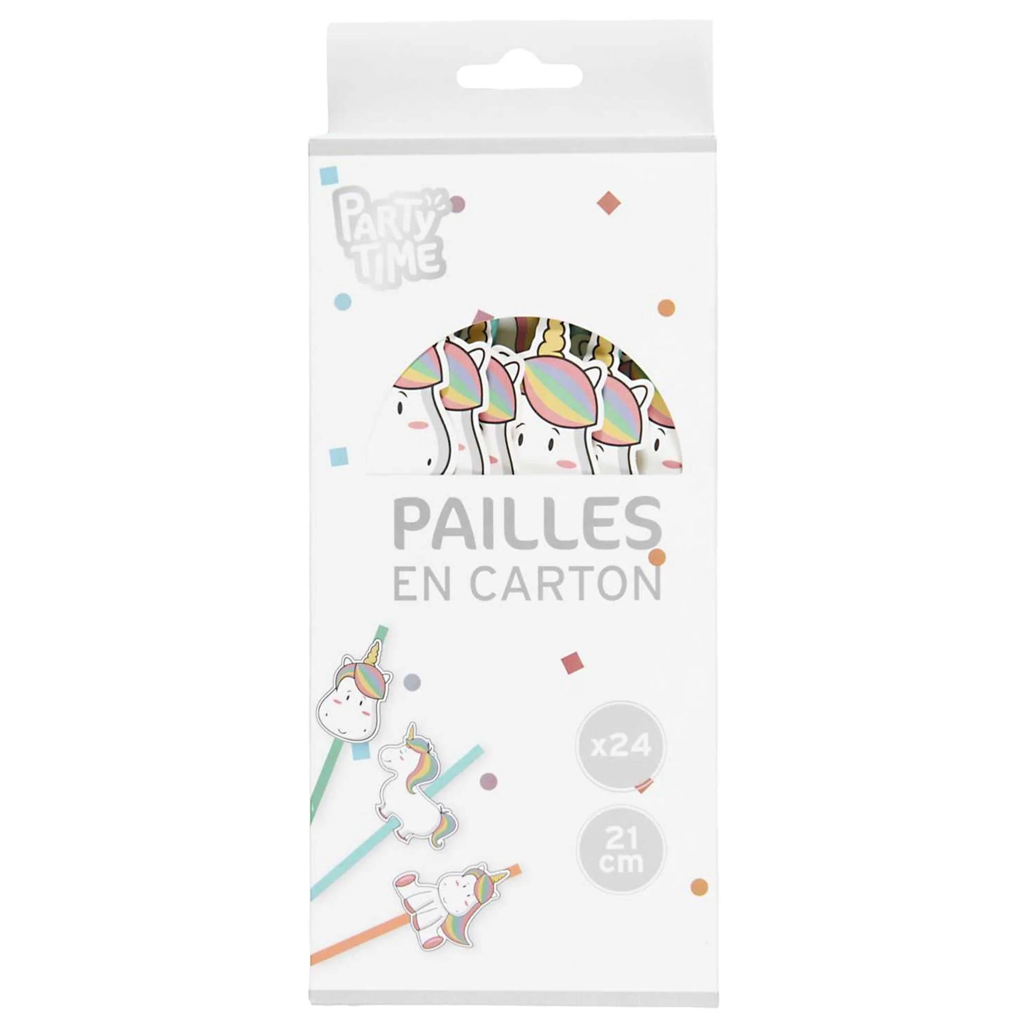 24 pailles en carton Licorne Kawai