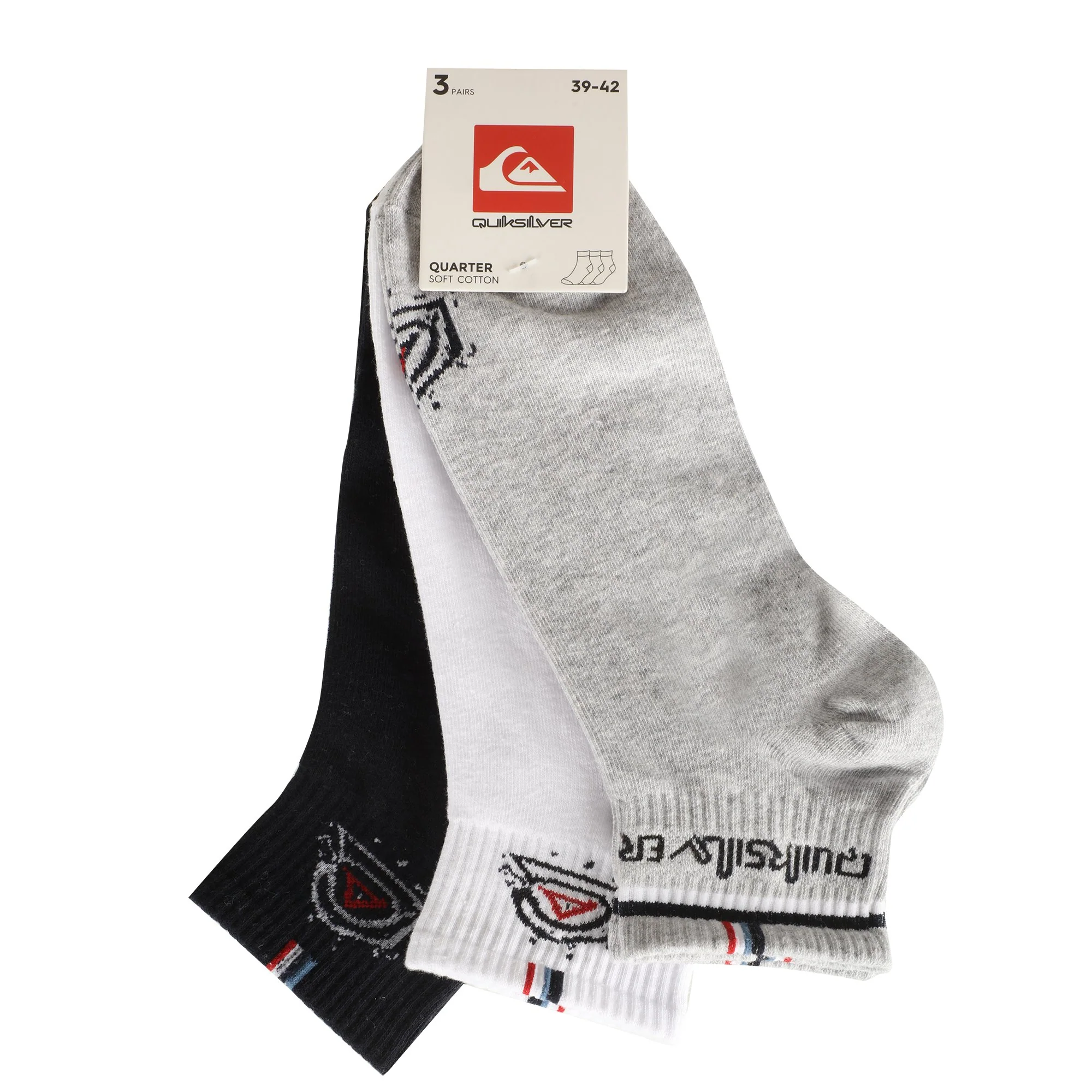 3 paires de chaussettes courtes tennis 39/46 - Gris