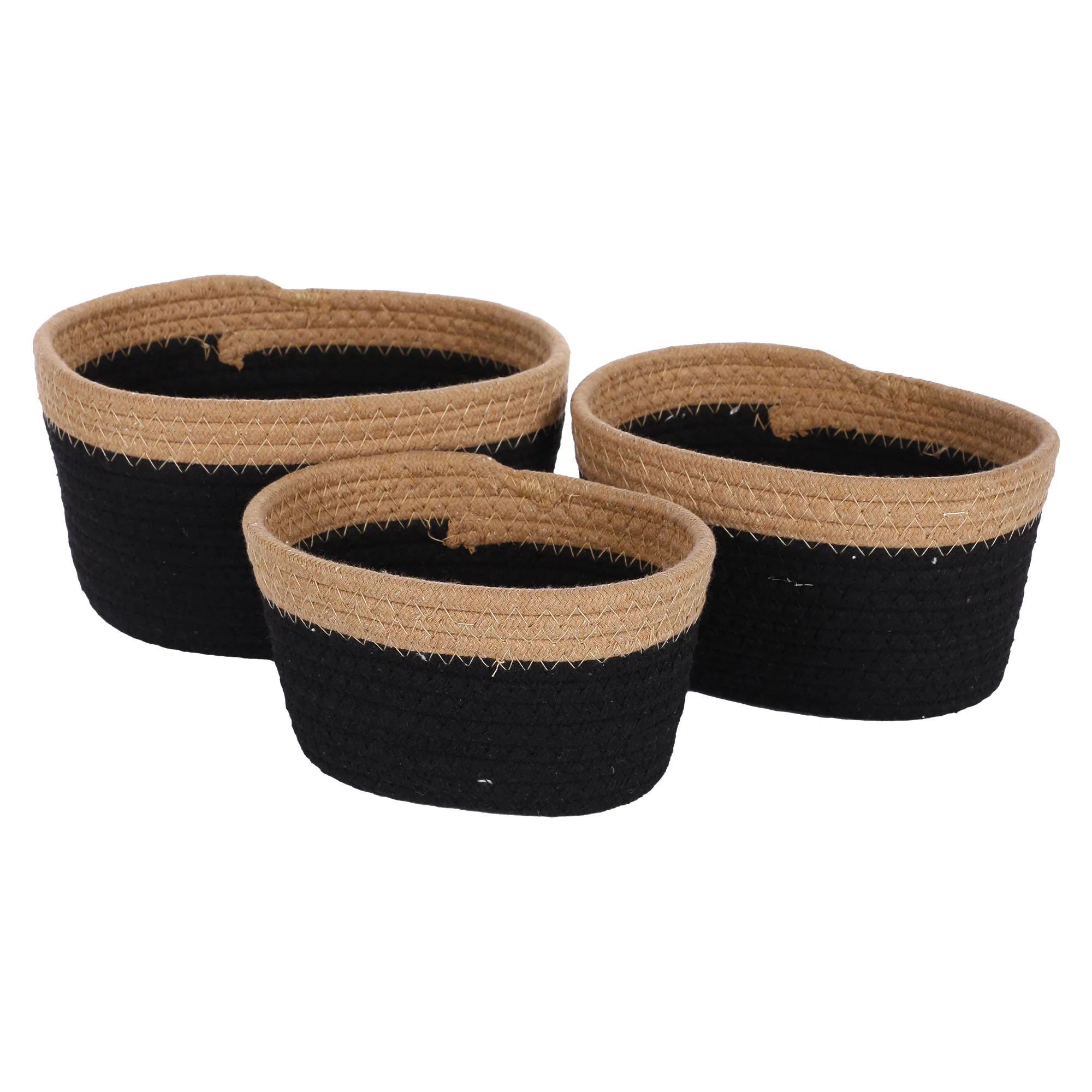 3 paniers polycoton  - Noir