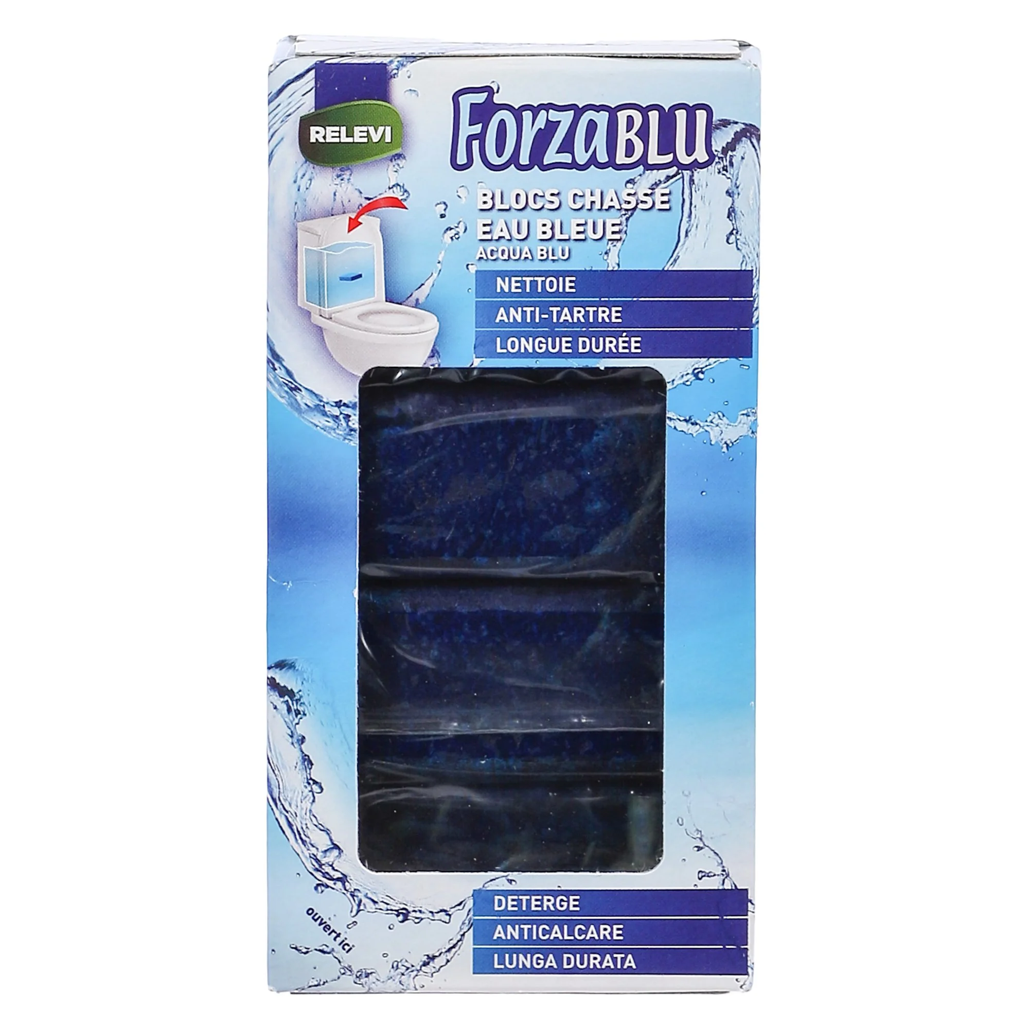4 blocs chasse d'eau bleu
