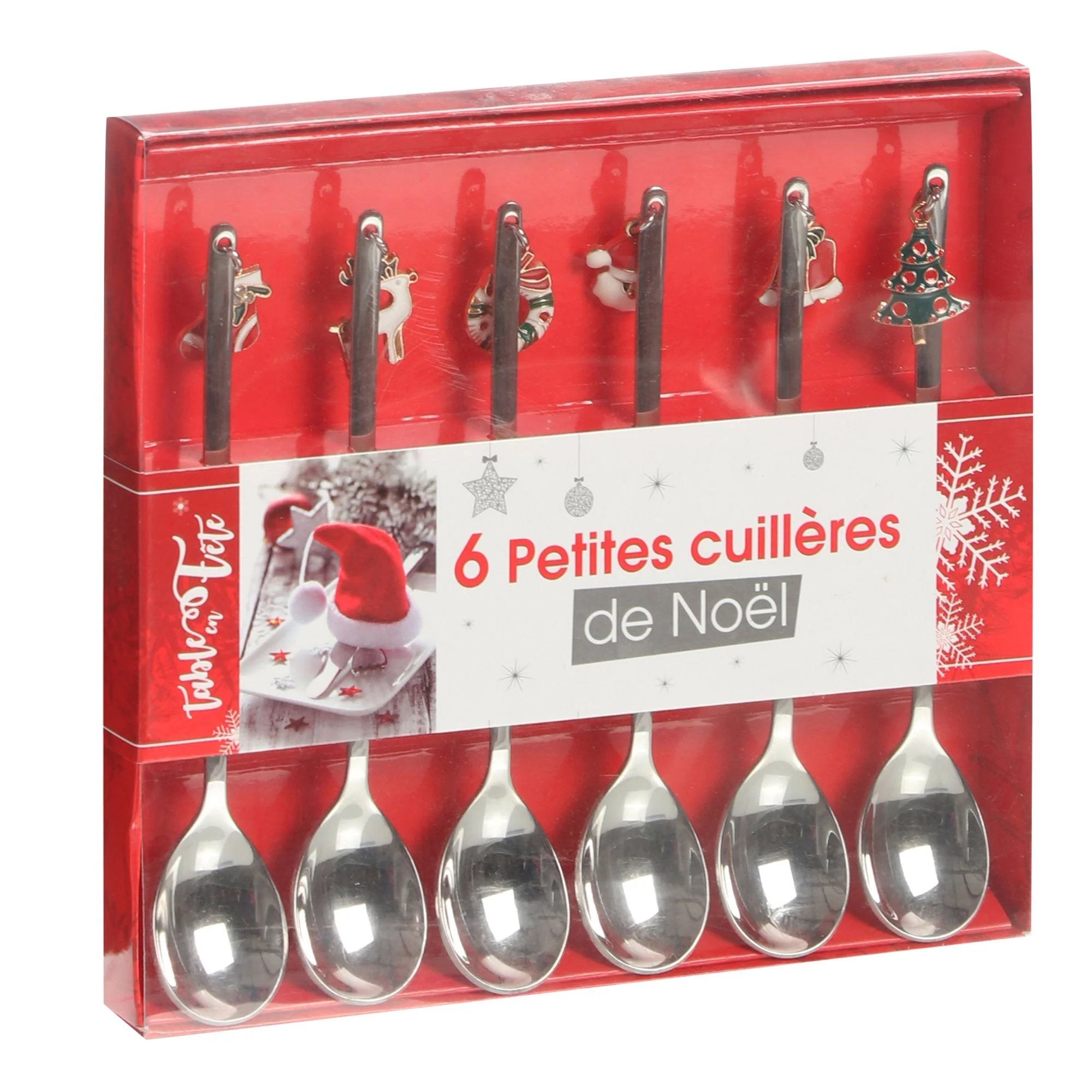 6 petites cuillères breloques de Noël