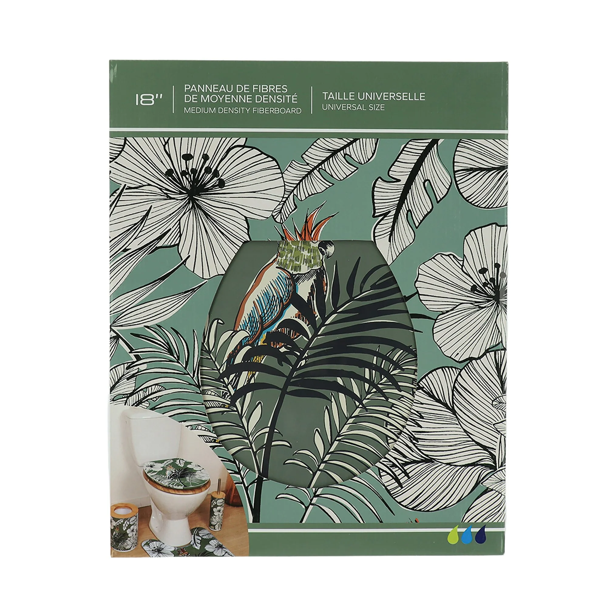 Abattant WC Design Imprimée acier inoxydable jungle fever Kaki