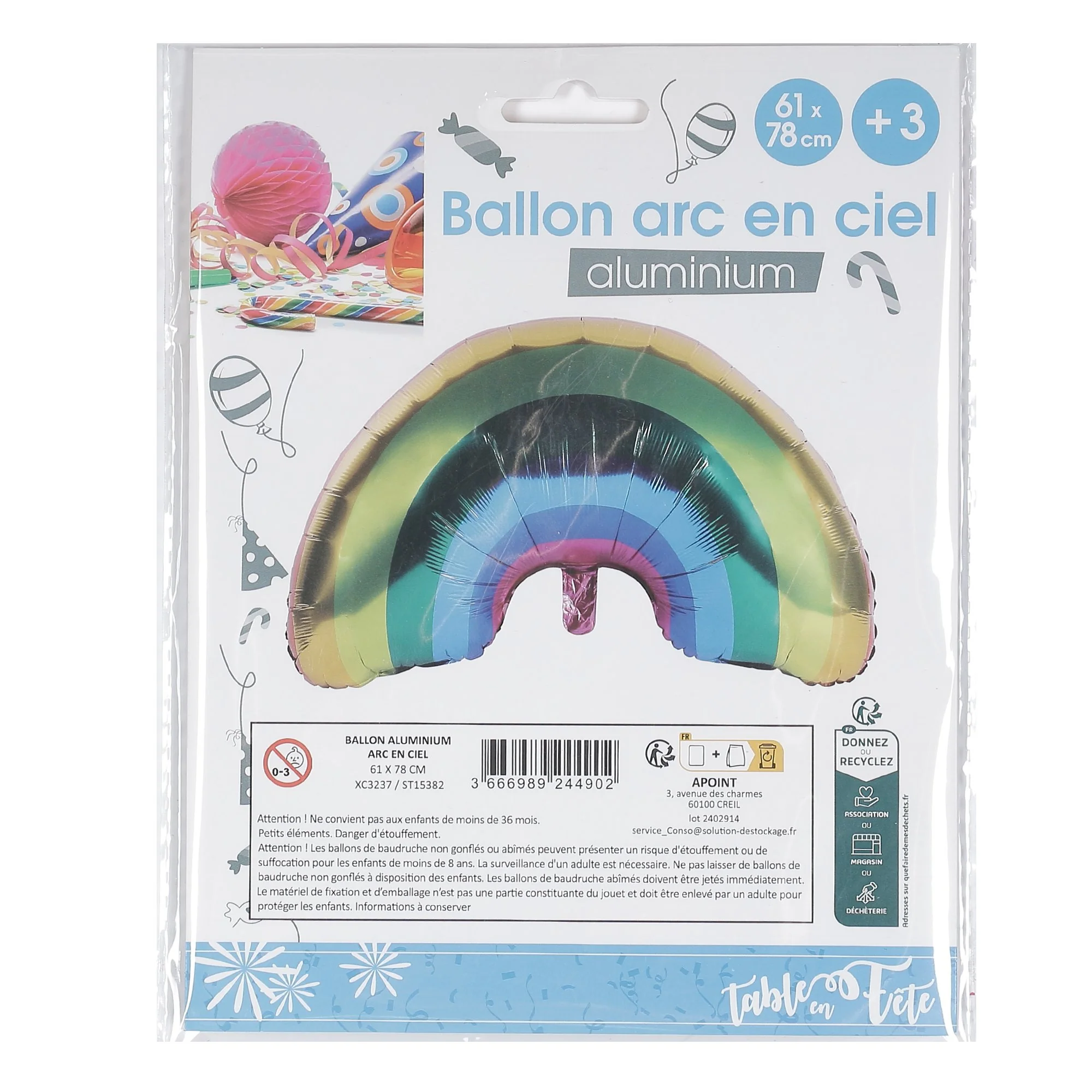 Ballon aluminium arc en ciel