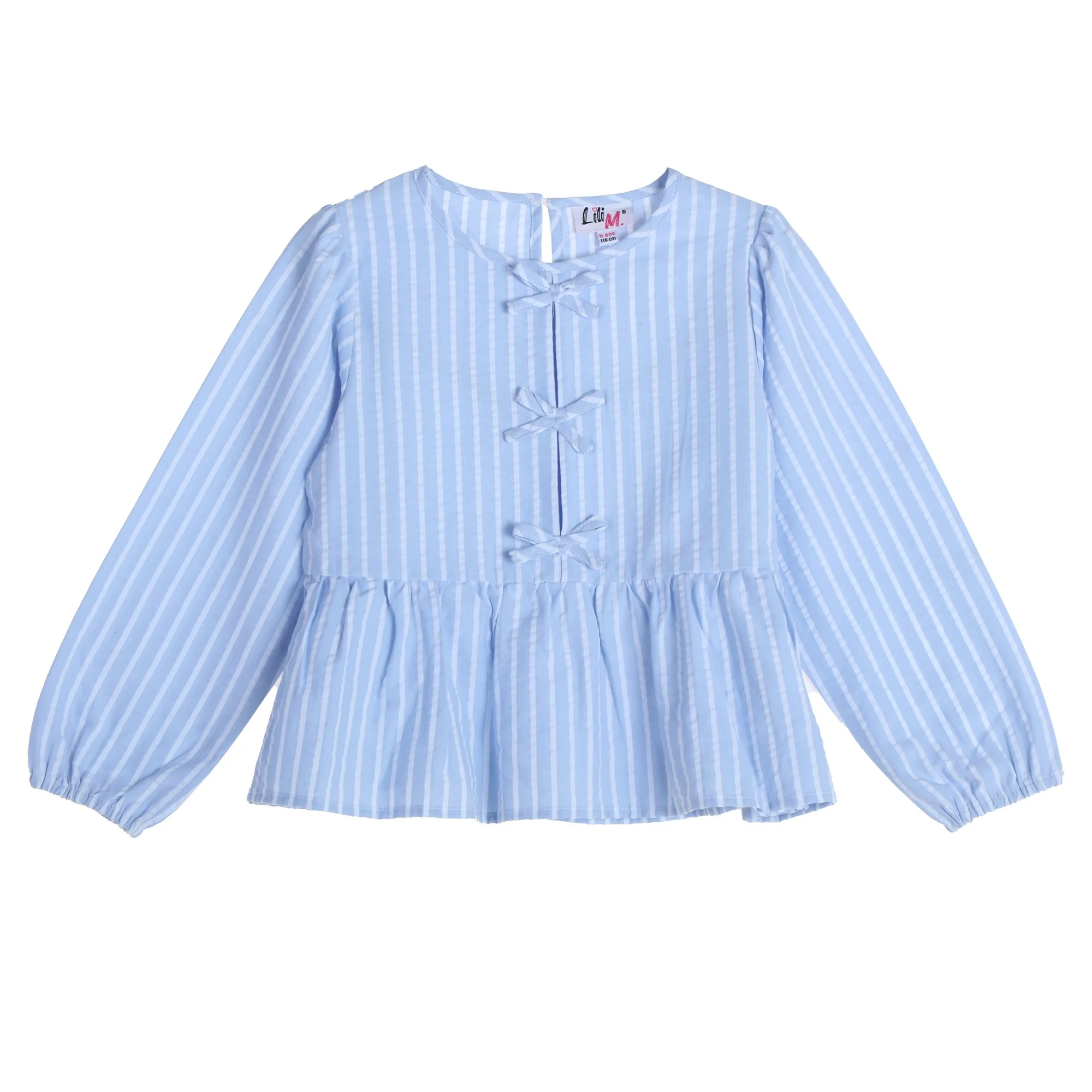 Blouse avec rayures et nœuds  - Bleu