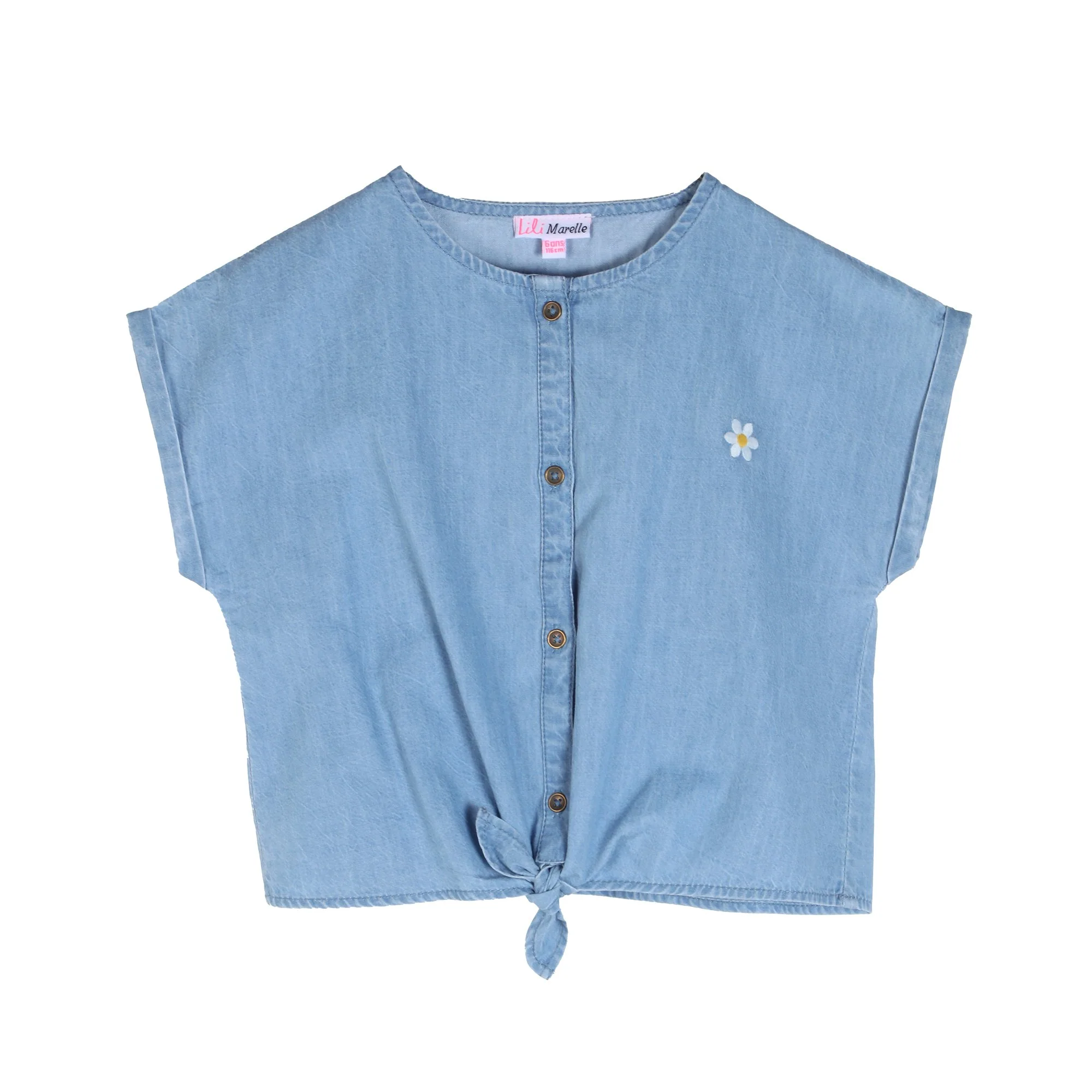 blouse manches courtes nouée 3/10 ans - Bleu foncé - Image 3