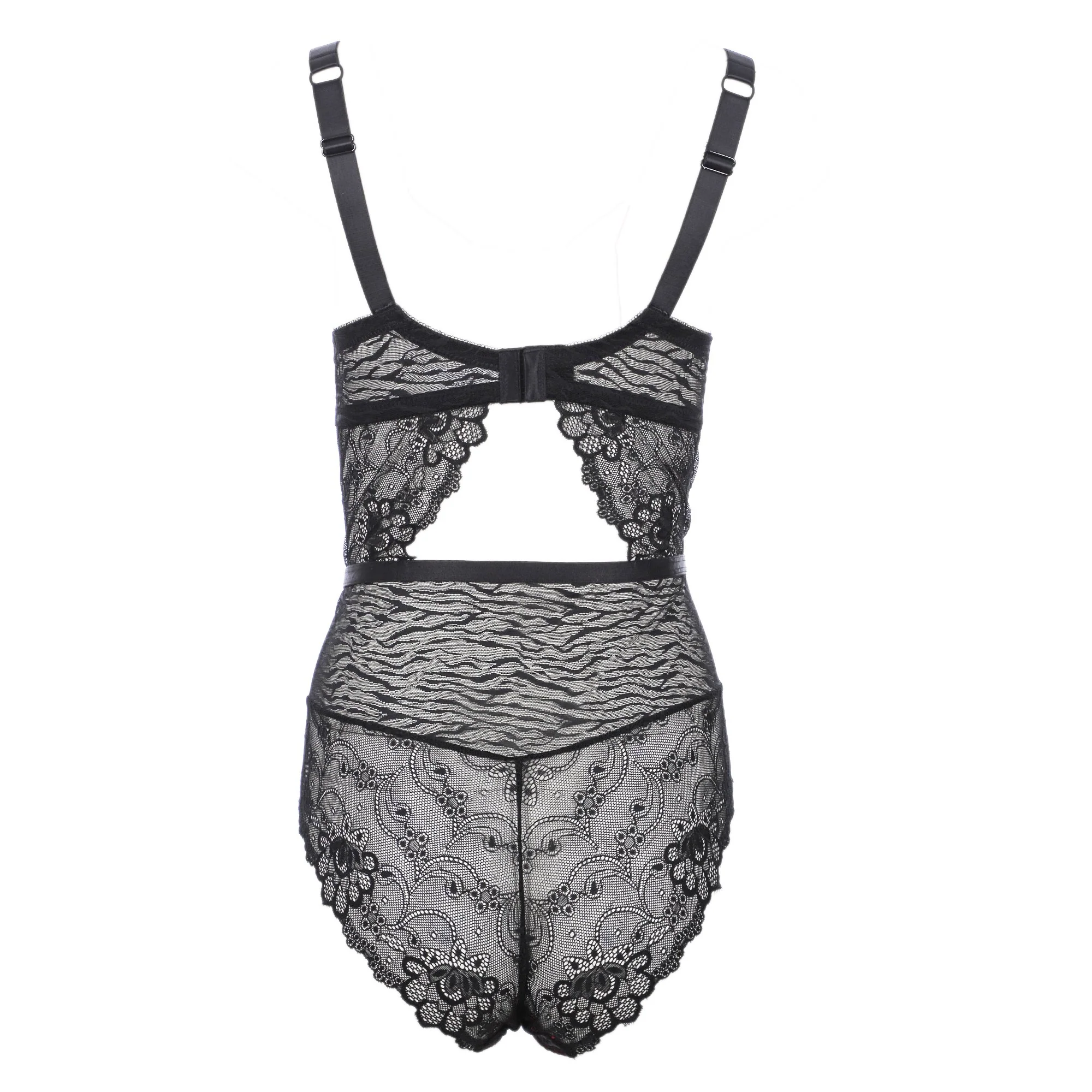 Body dentelle fine noir nude - Image 2