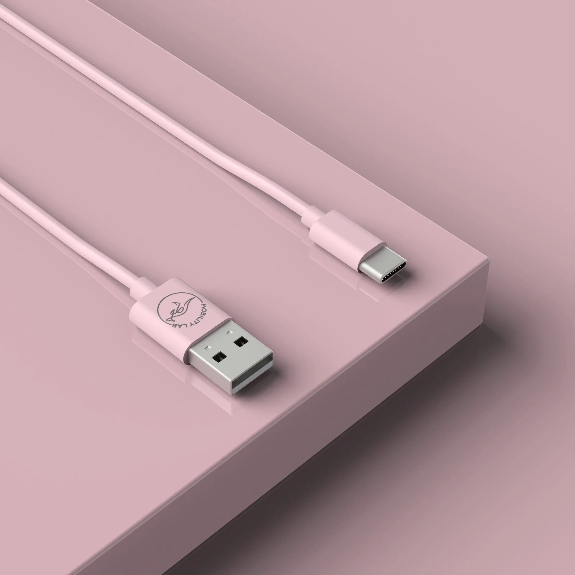 Cable de recharge USB Type A vers USB Type C rose pastel 1m - Image 3