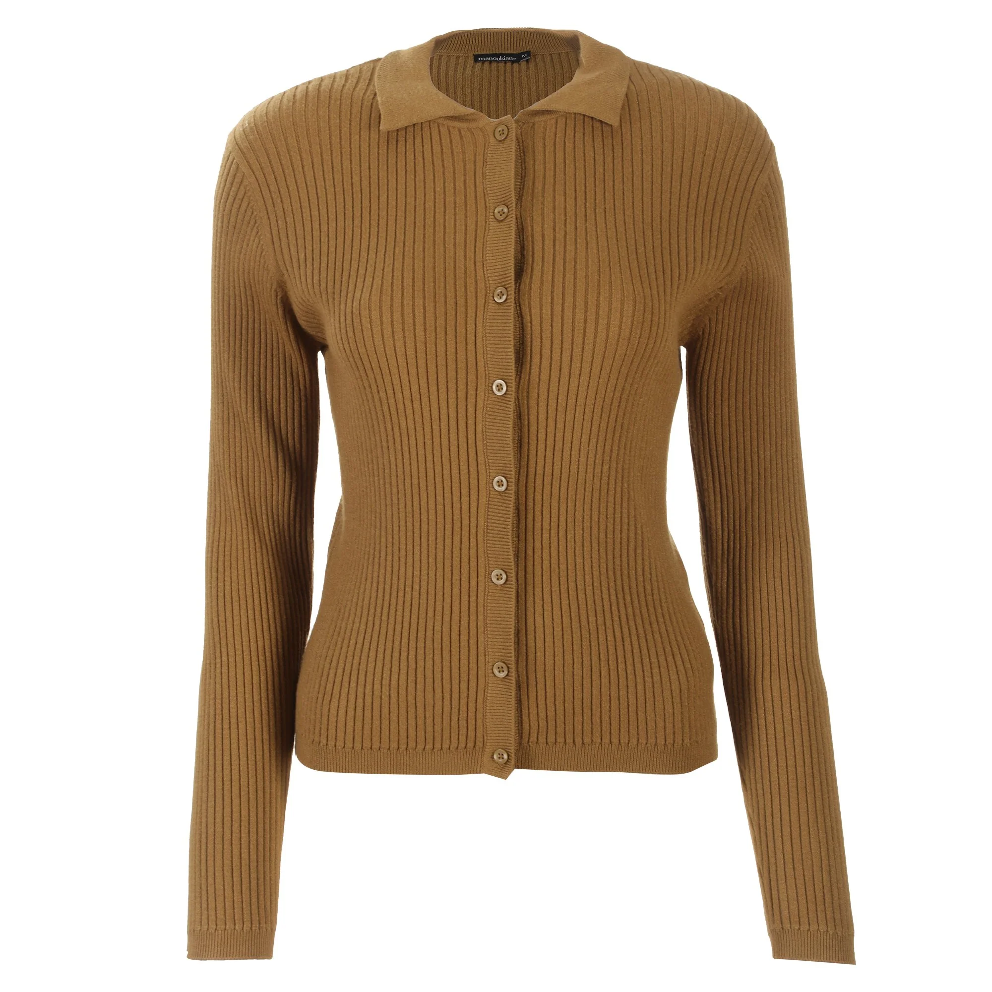 Cardigan col polo  - Jaune