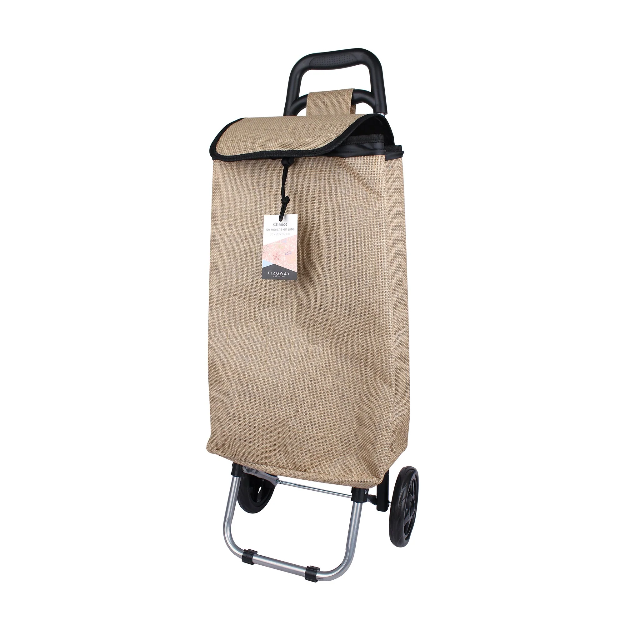 Chariot de courses en jute  - Noir - Image 2