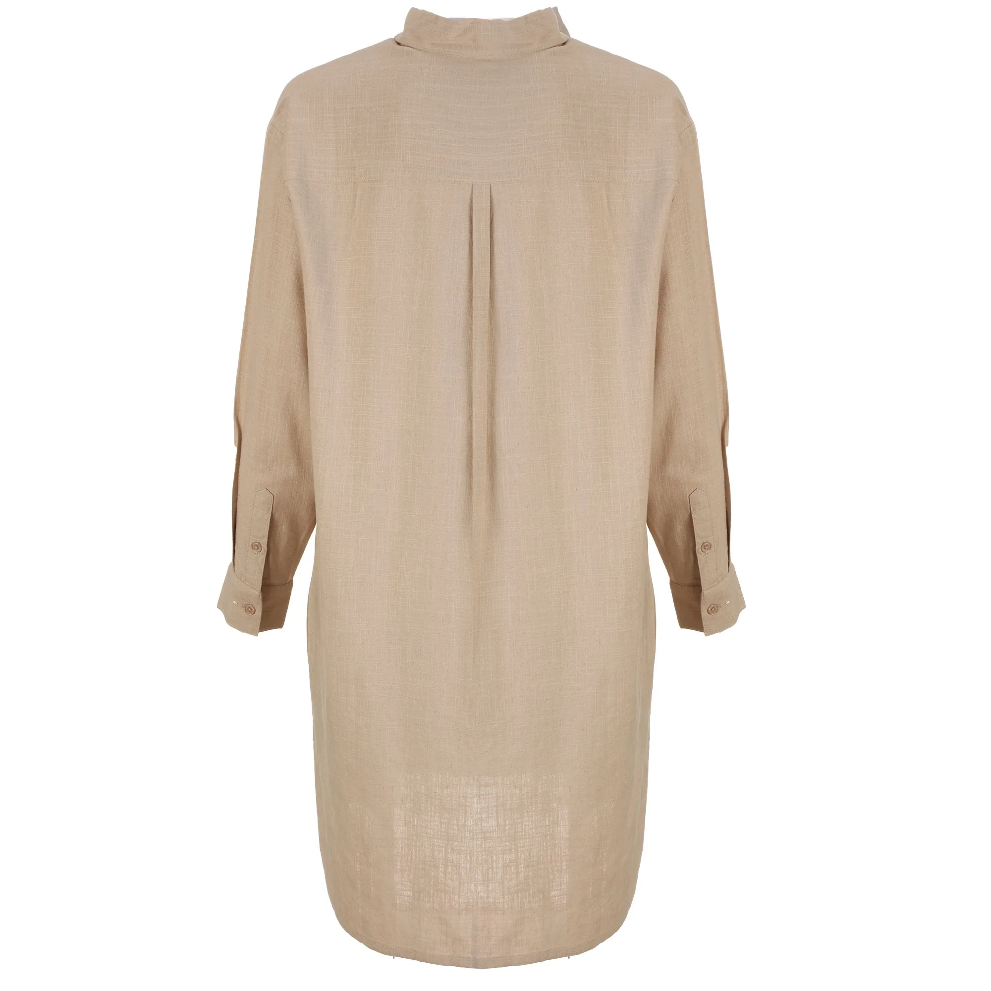 Chemise longue en lin mélangé  - Beige - Image 2