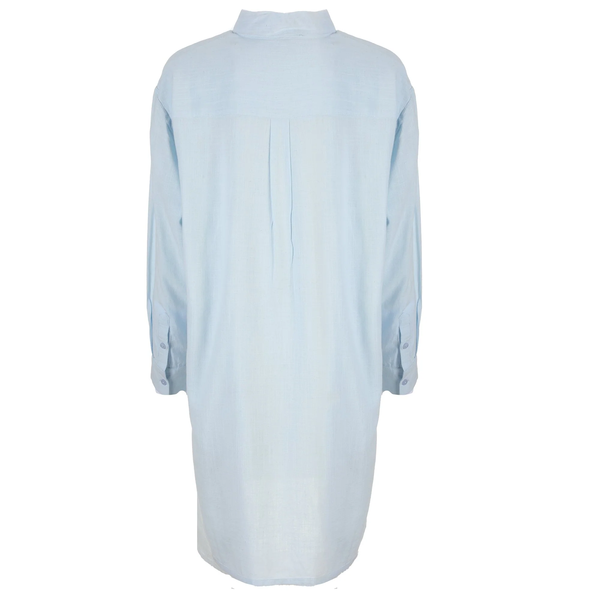 Chemise longue en lin mélangé  - Bleu clair - Image 2