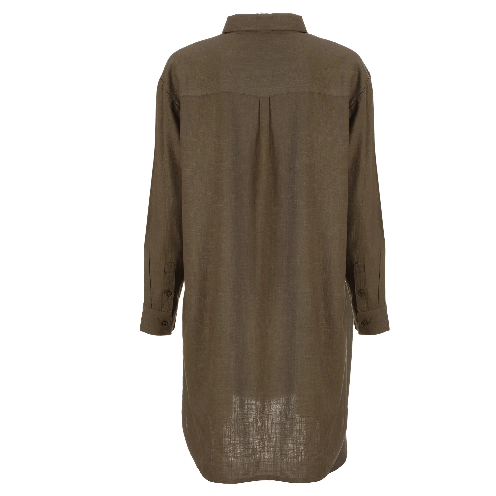 Chemise longue en lin mélangé  - Kaki - Image 2