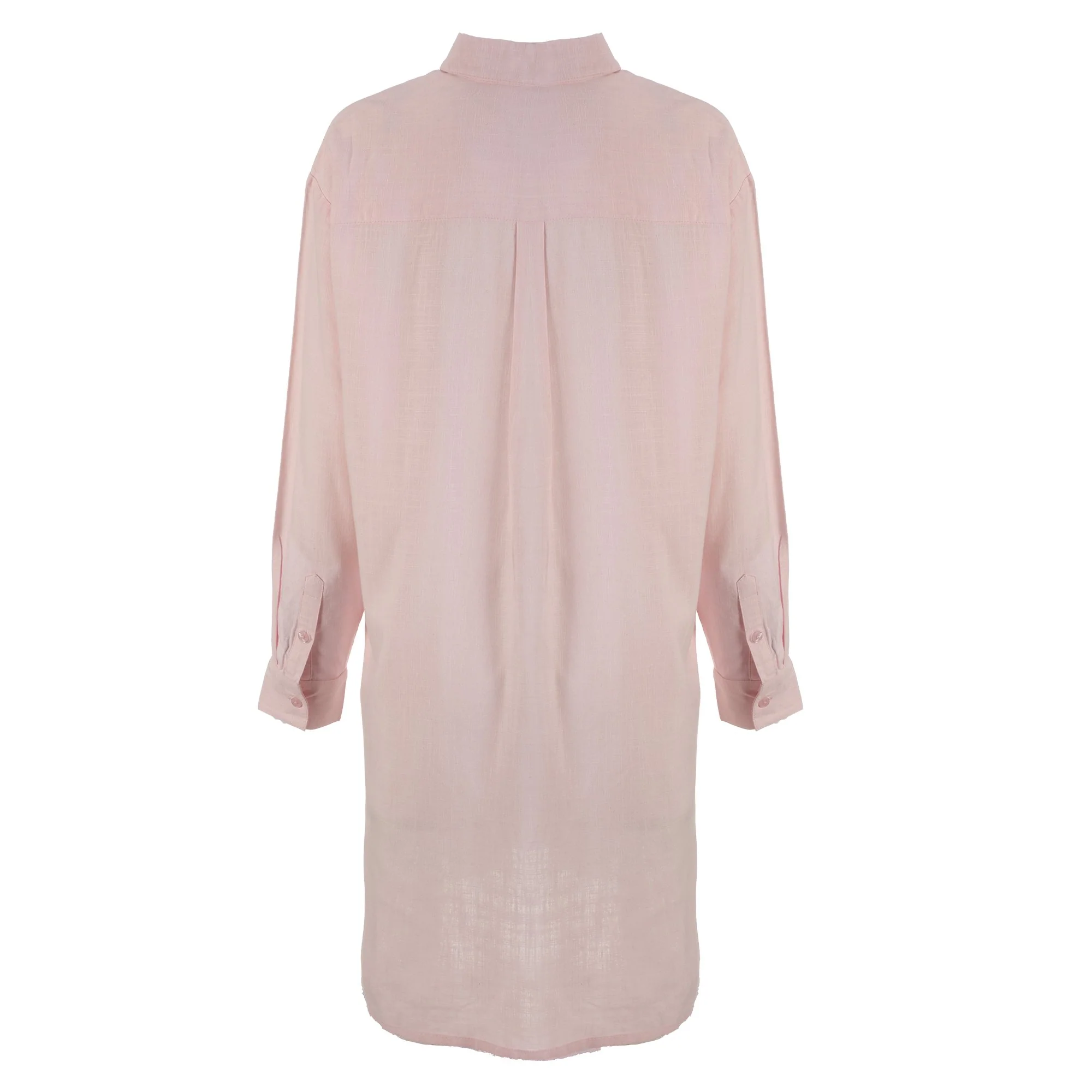 Chemise longue en lin mélangé  - Rose - Image 2