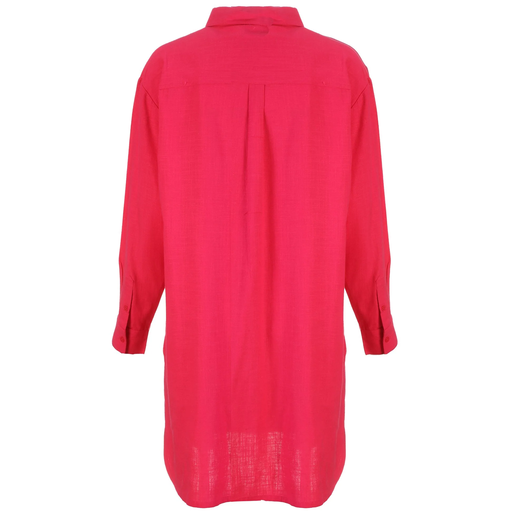 Chemise longue en lin mélangé  - Rose foncé - Image 2