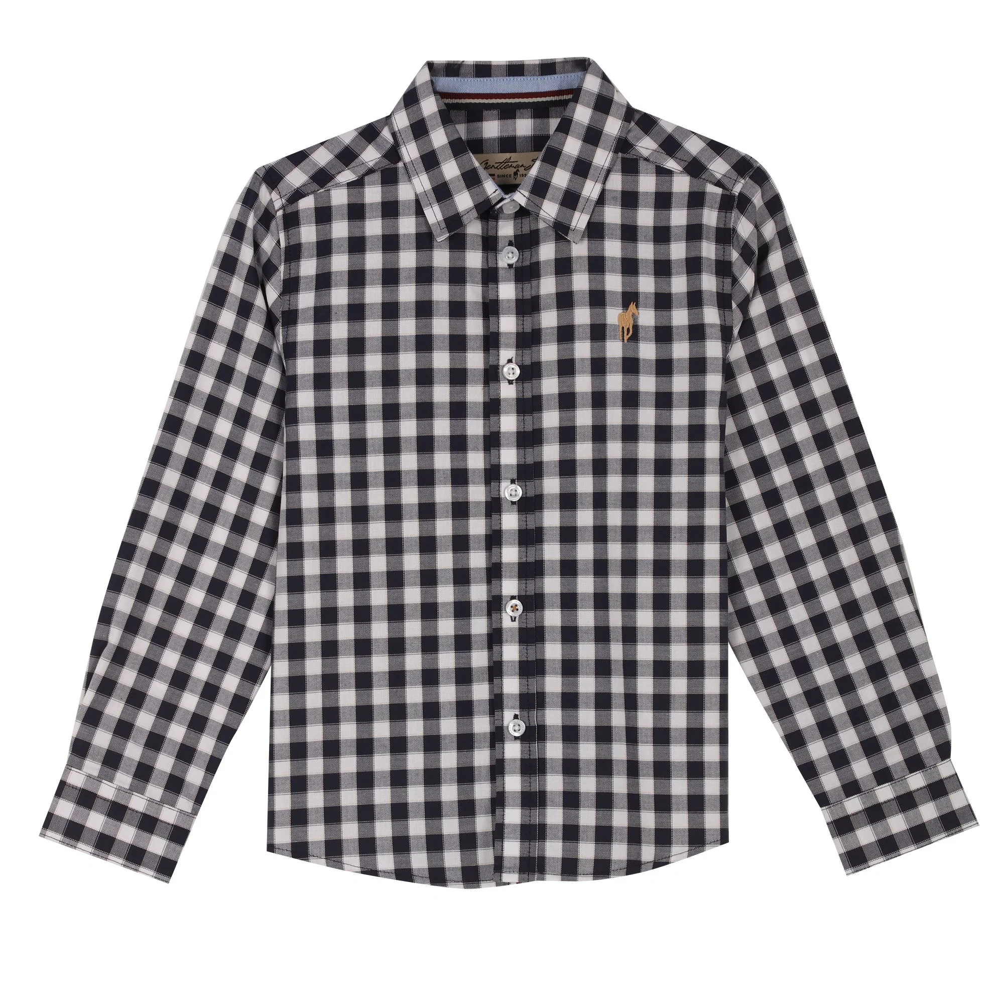 Chemise manches longues avec broderie 3/12 ans - Bleu foncé - Image 3