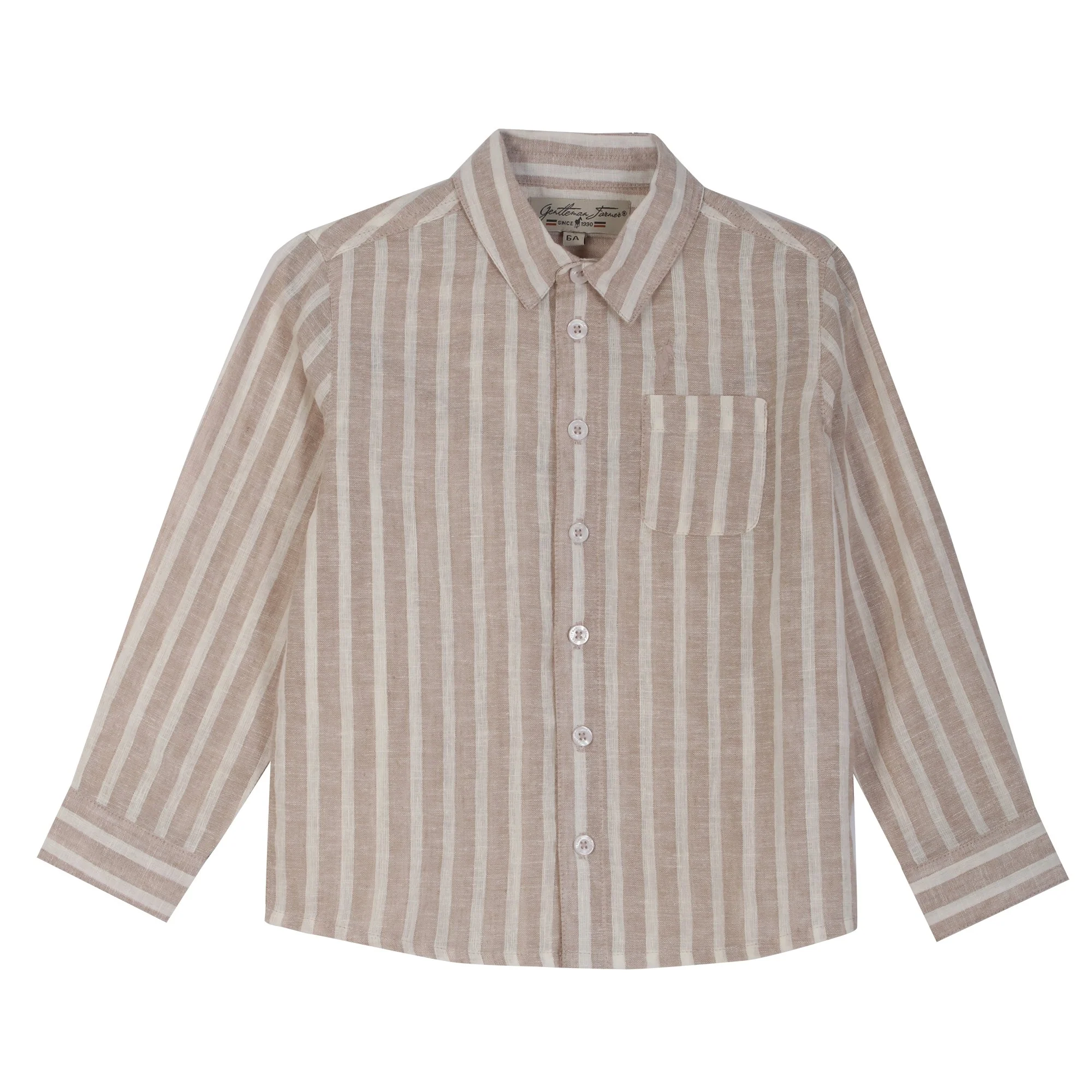 Chemise manches longues lin 3/12 ans - Beige