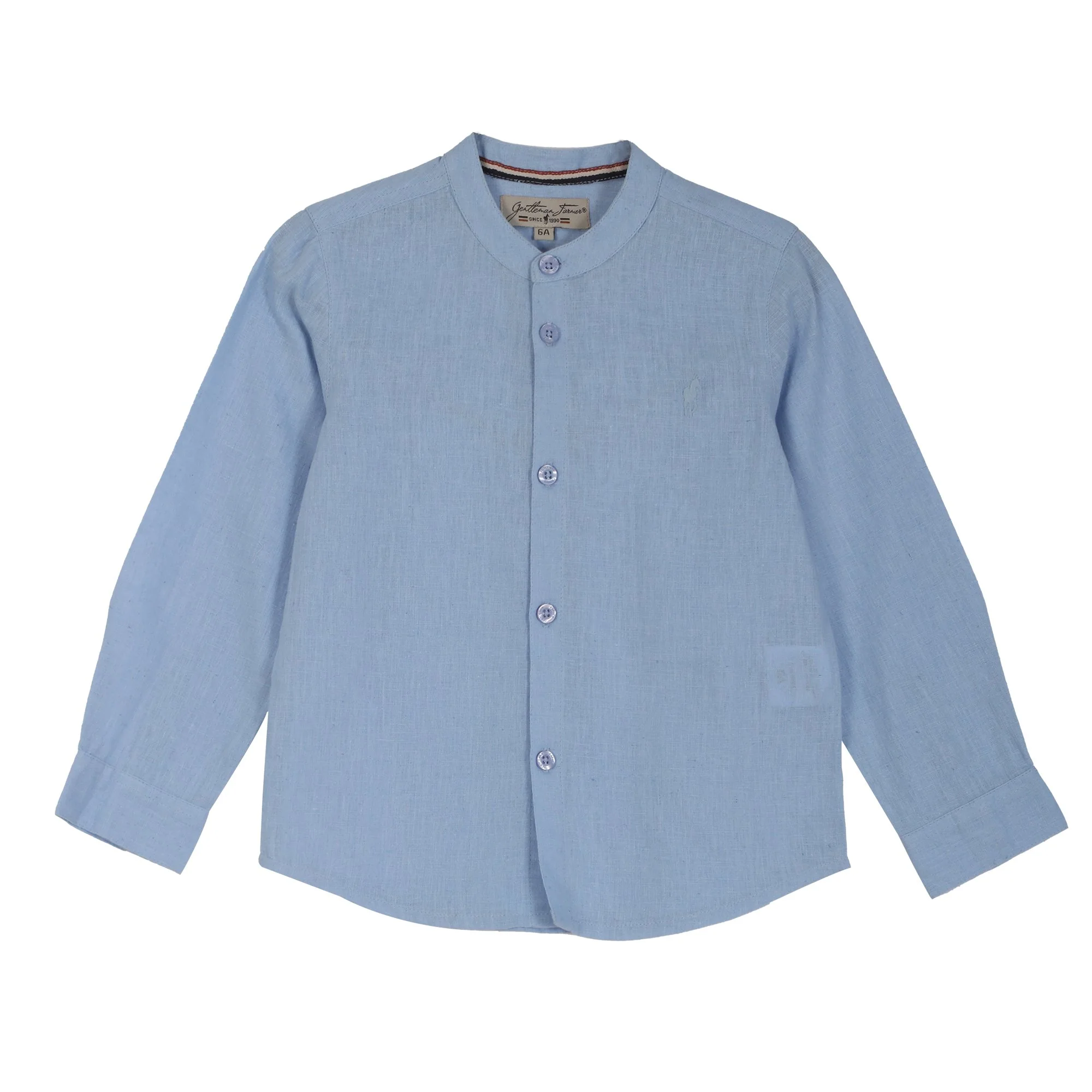 Chemise manches longues lin 3/12 ans - Bleu