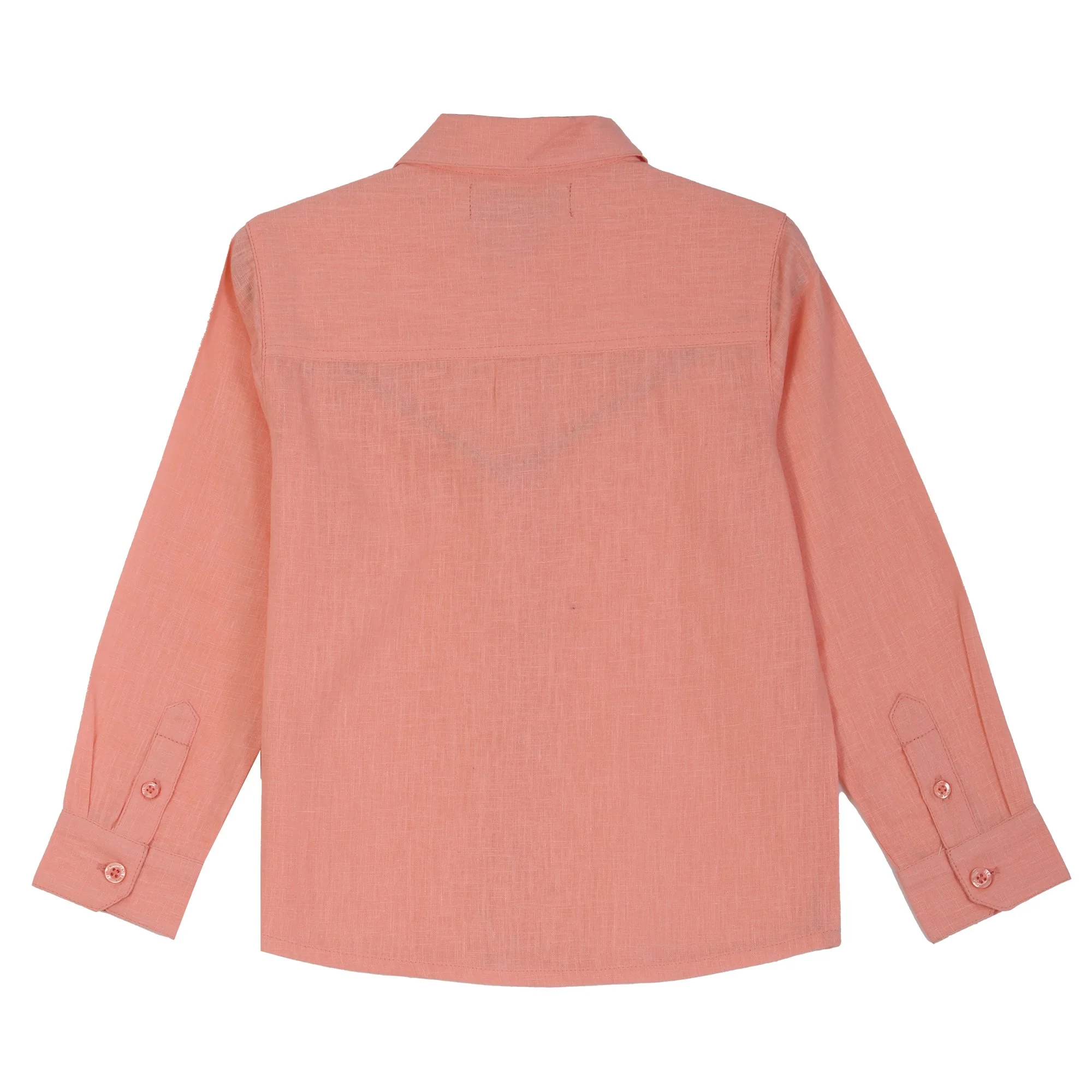 Chemise manches longues lin 3/12 ans - Orange - Image 2
