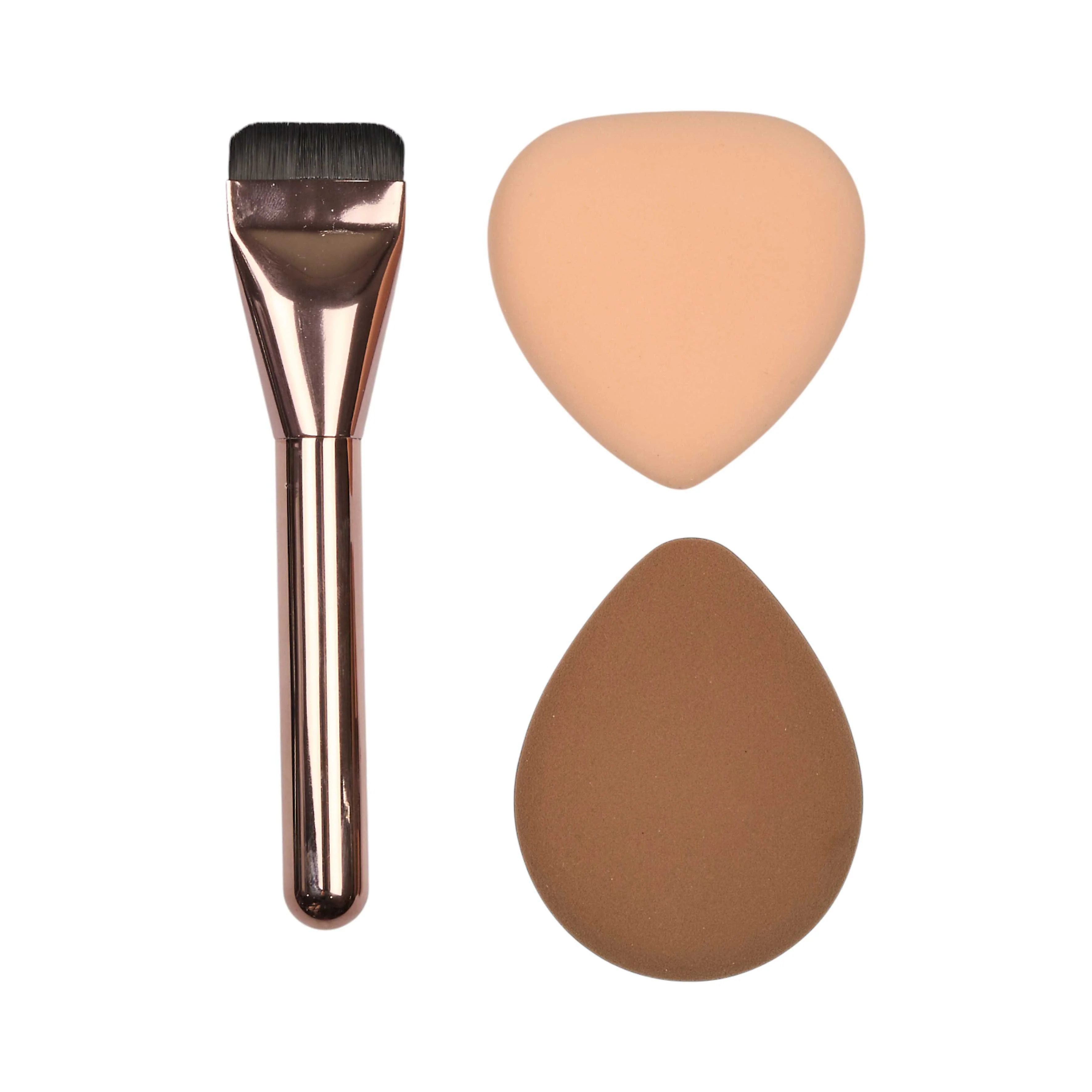 Coffret teint parfait 3 pièces avec pinceau fond de teint et 2 houpettes