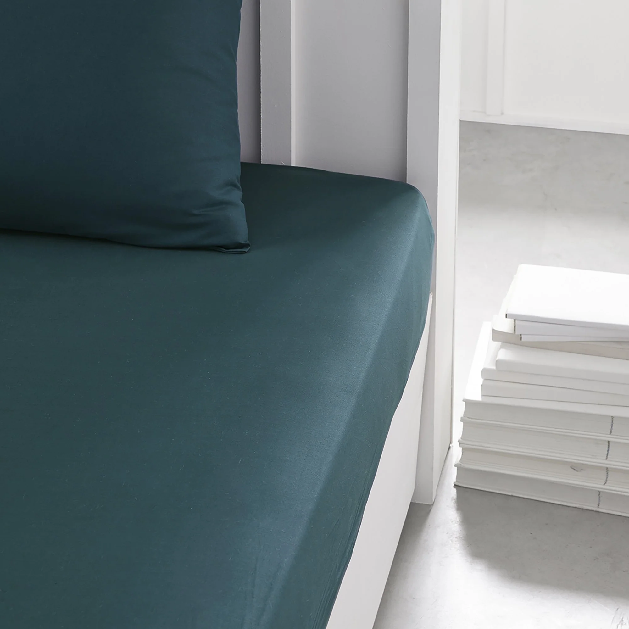 Drap housse bleu vert 140x190cm