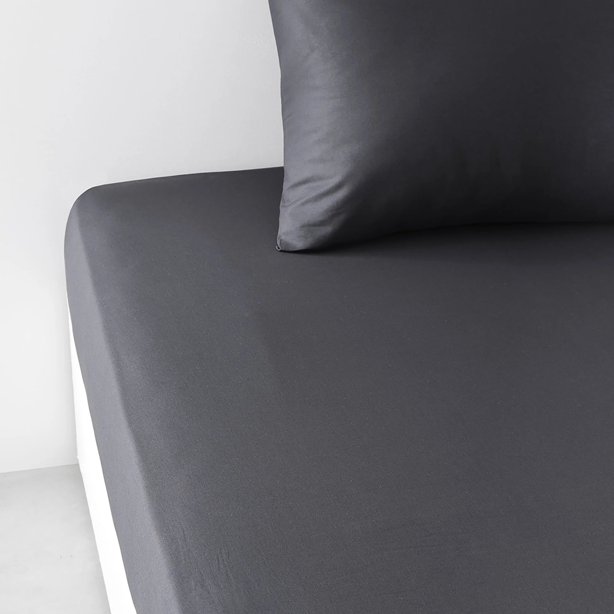 Drap housse tendance 57 fils  - Gris