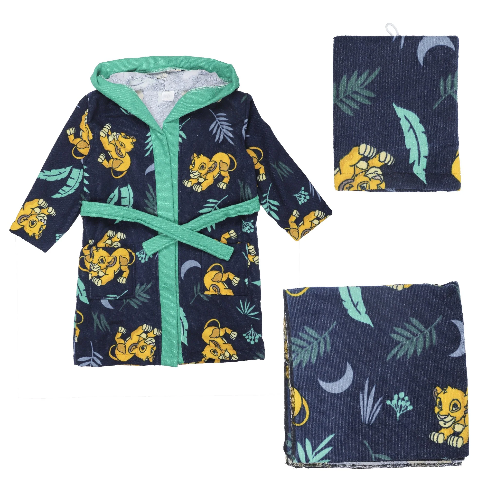 Ensemble de bain peignoir + serviette + gant  - Bleu foncé - Image 5