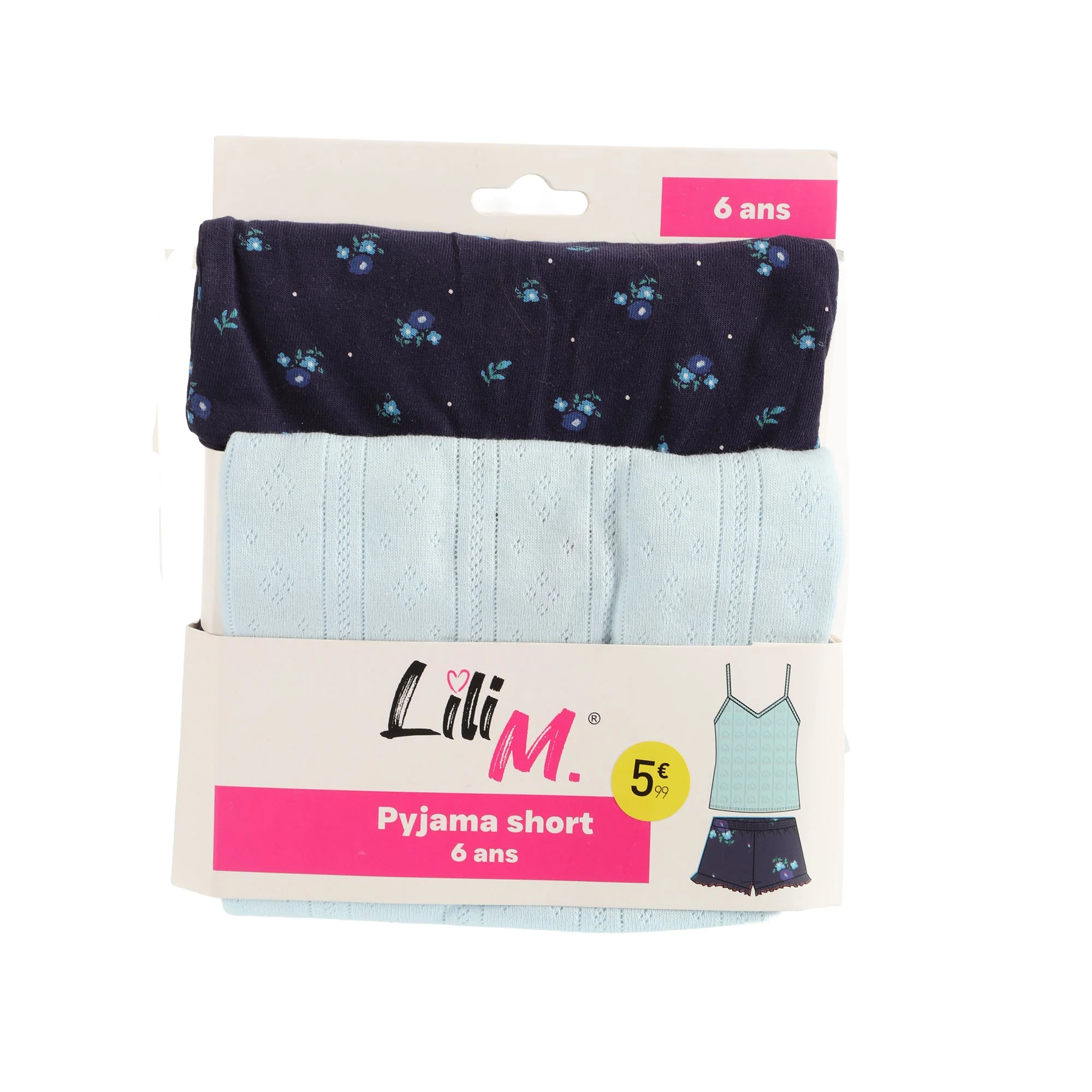 Ensemble pyjama haut bretelles et short  - Bleu foncé - Image 6