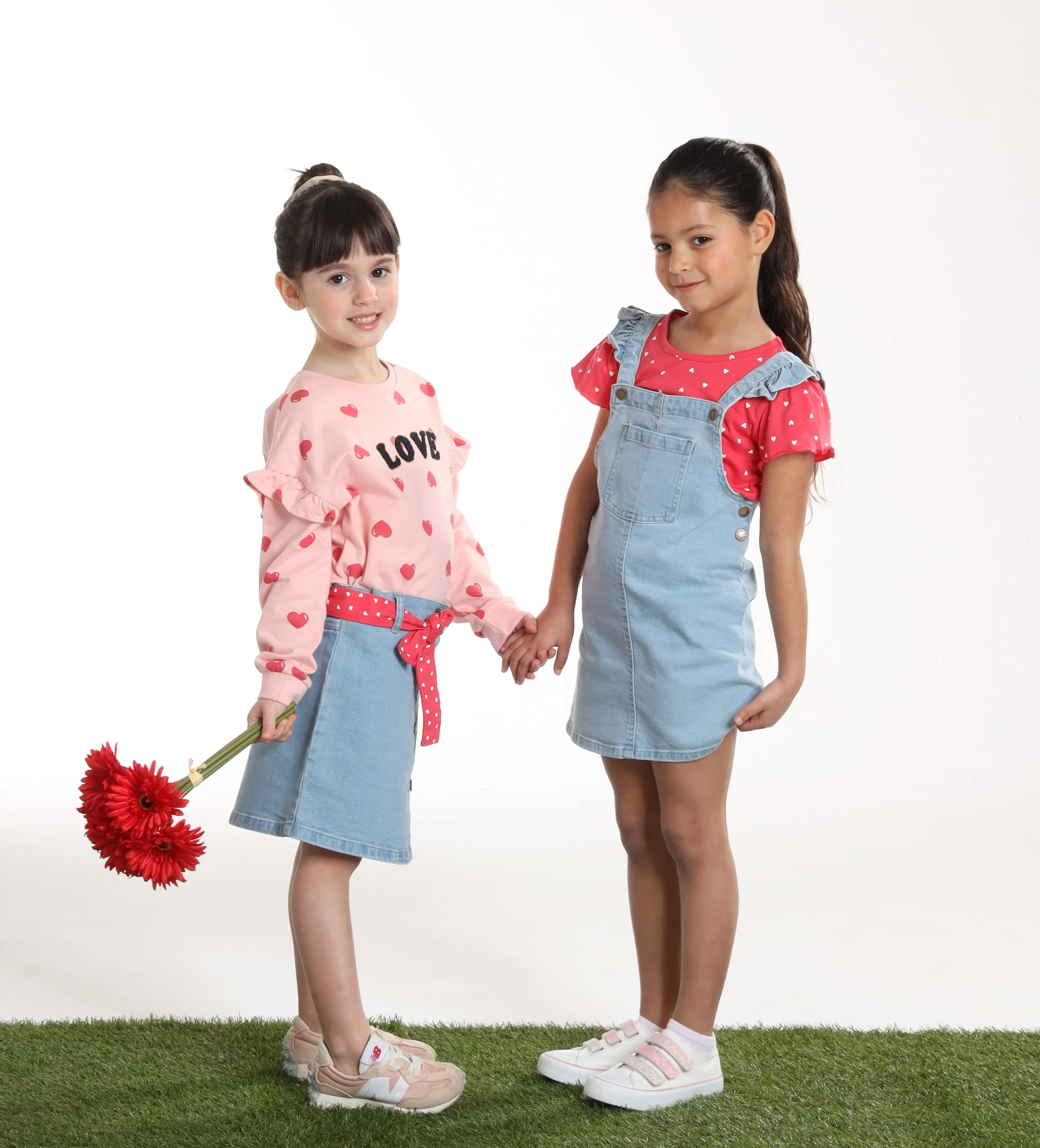 Ensemble tee-shirt + robe salopette en jeans 3/10 ans - Bleu