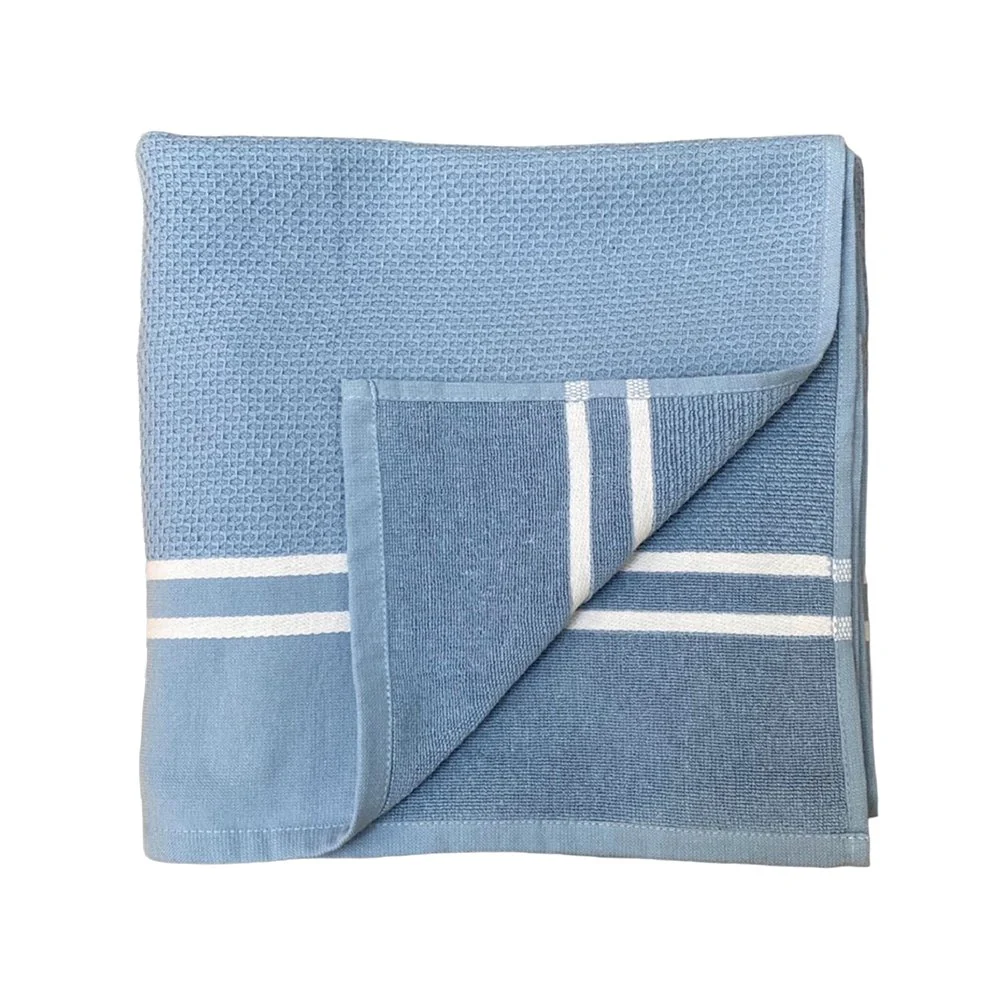 Foutah de plage dos éponge 90x170cm - Bleu foncé - Image 6