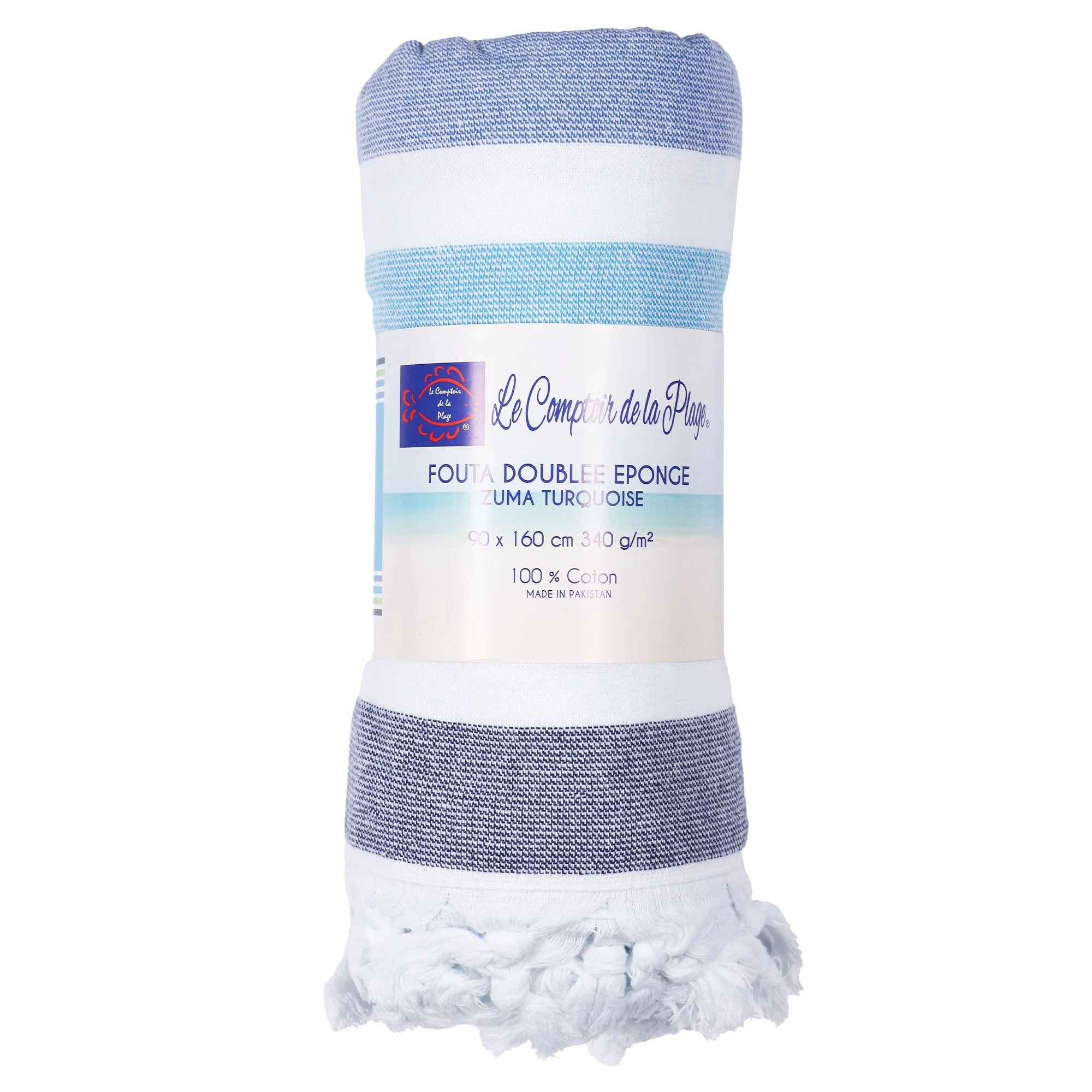 Foutah fidji dos éponge bouclette 100% coton  - Beige