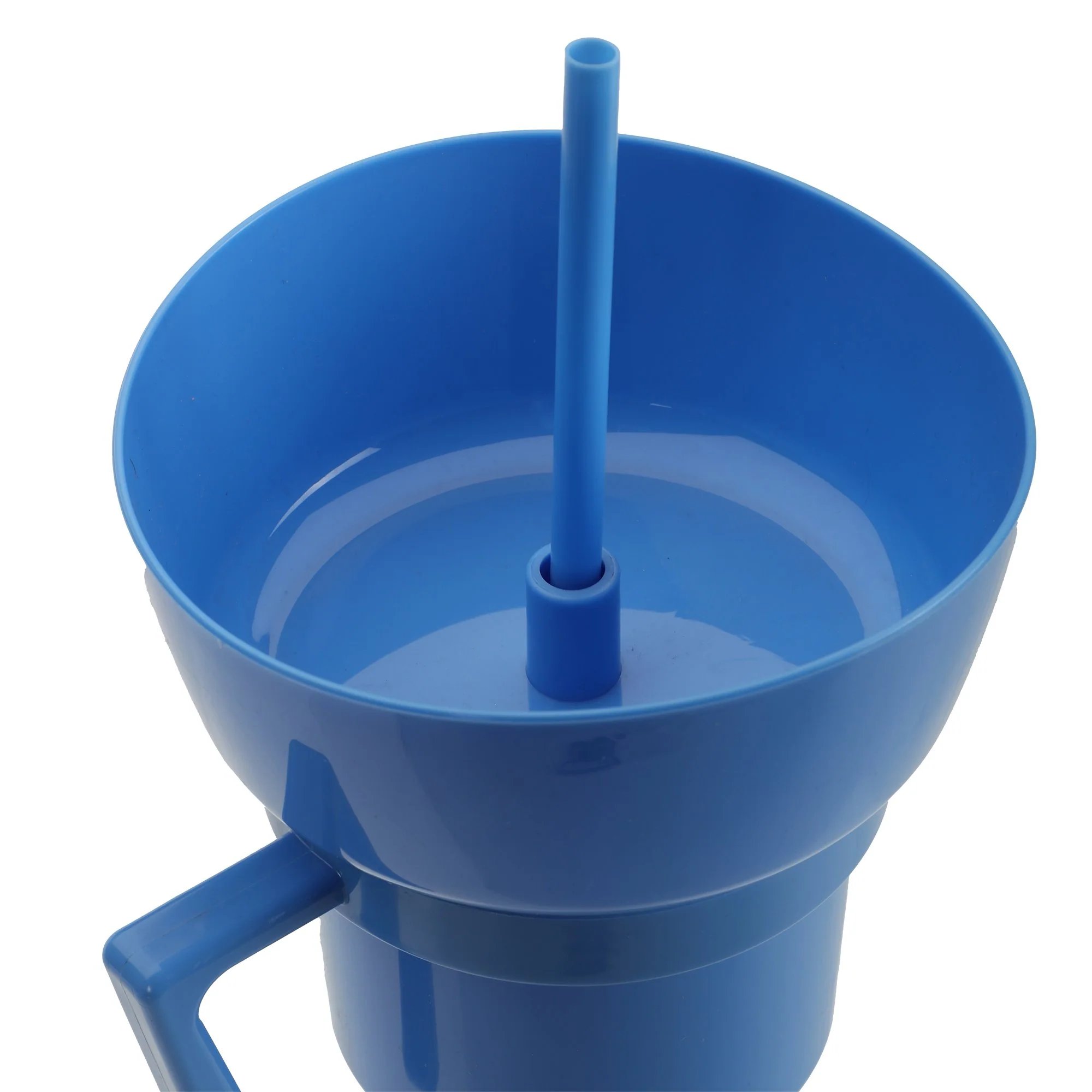Gobelet en plastique avec paille et bol Ă collation 900ML - Bleu - Image 2