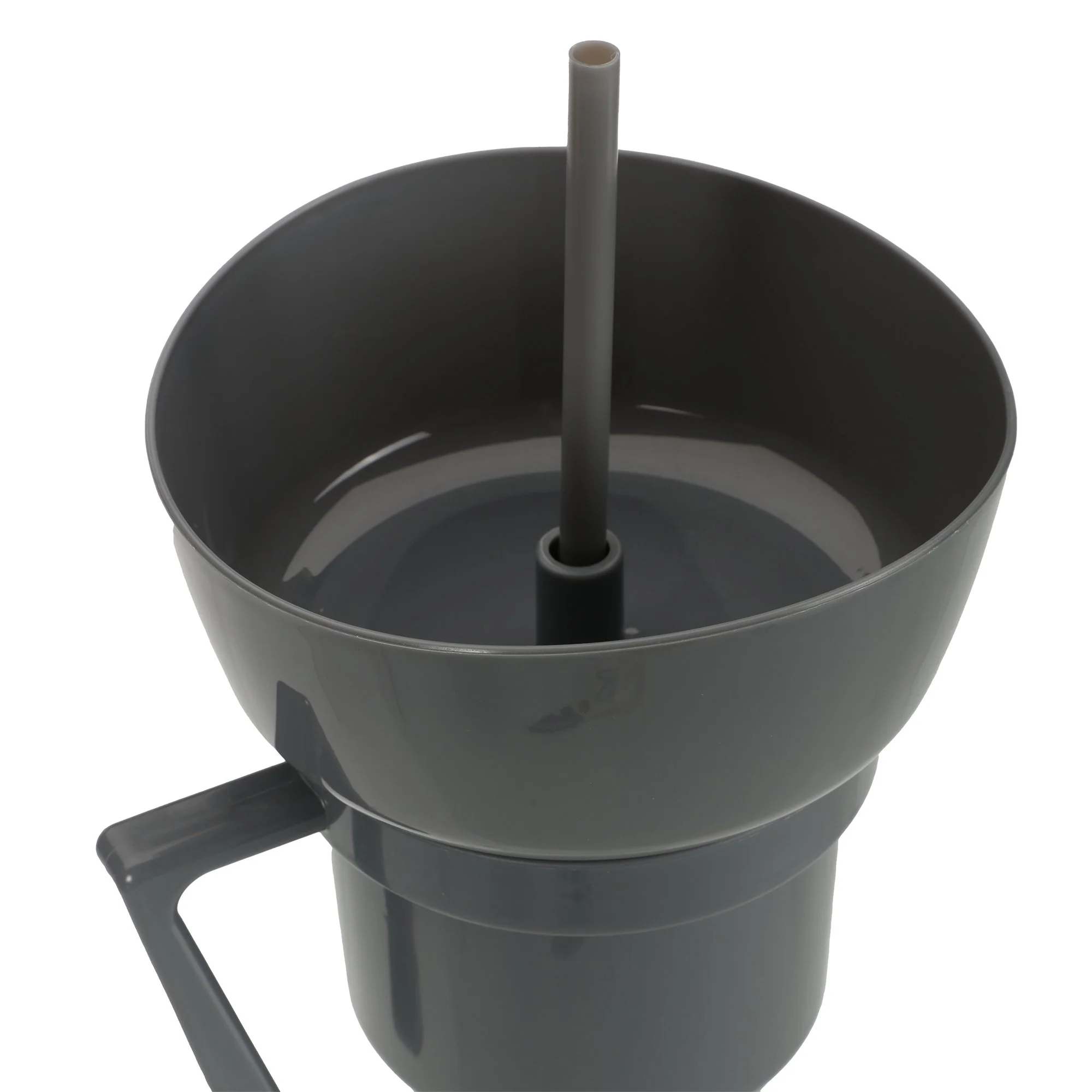 Gobelet en plastique avec paille et bol Ă collation 900ML - Gris - Image 2