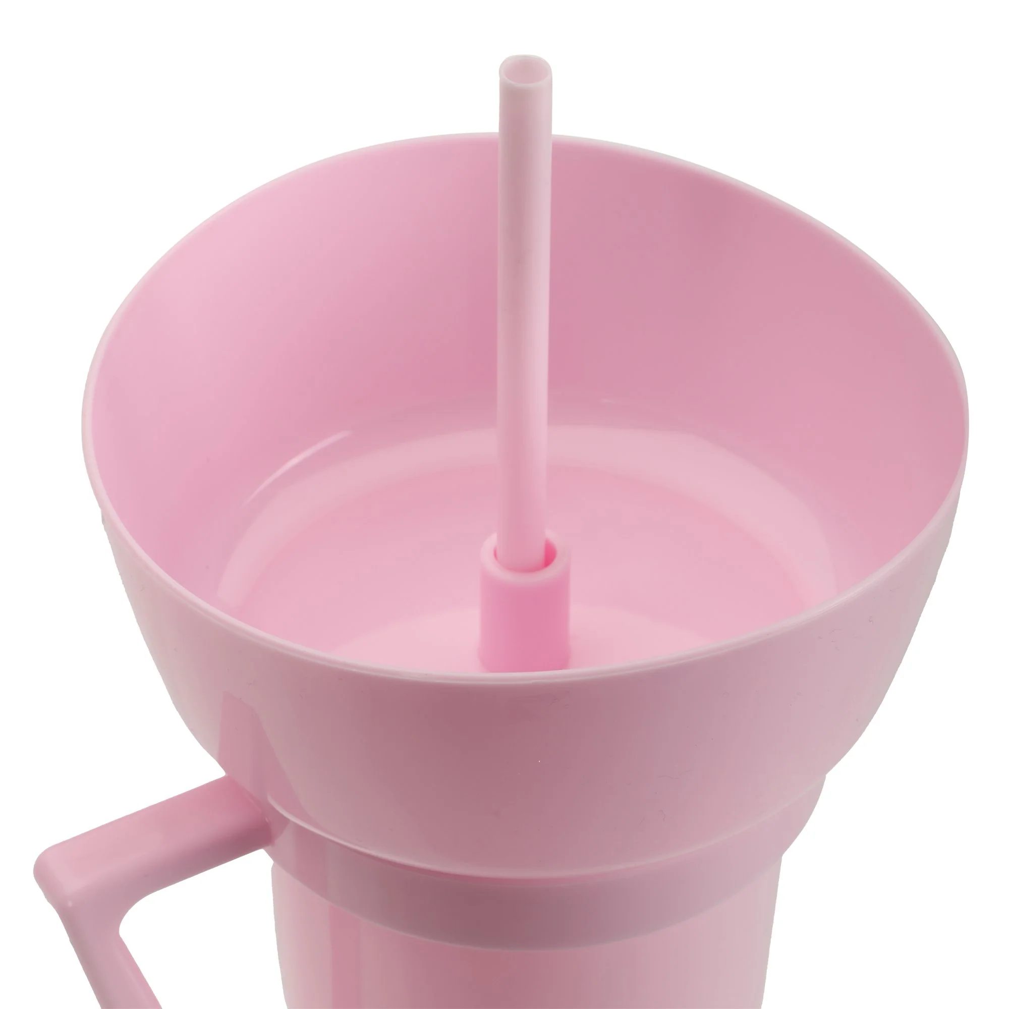 Gobelet en plastique avec paille et bol Ă collation 900ML - Rose clair - Image 2
