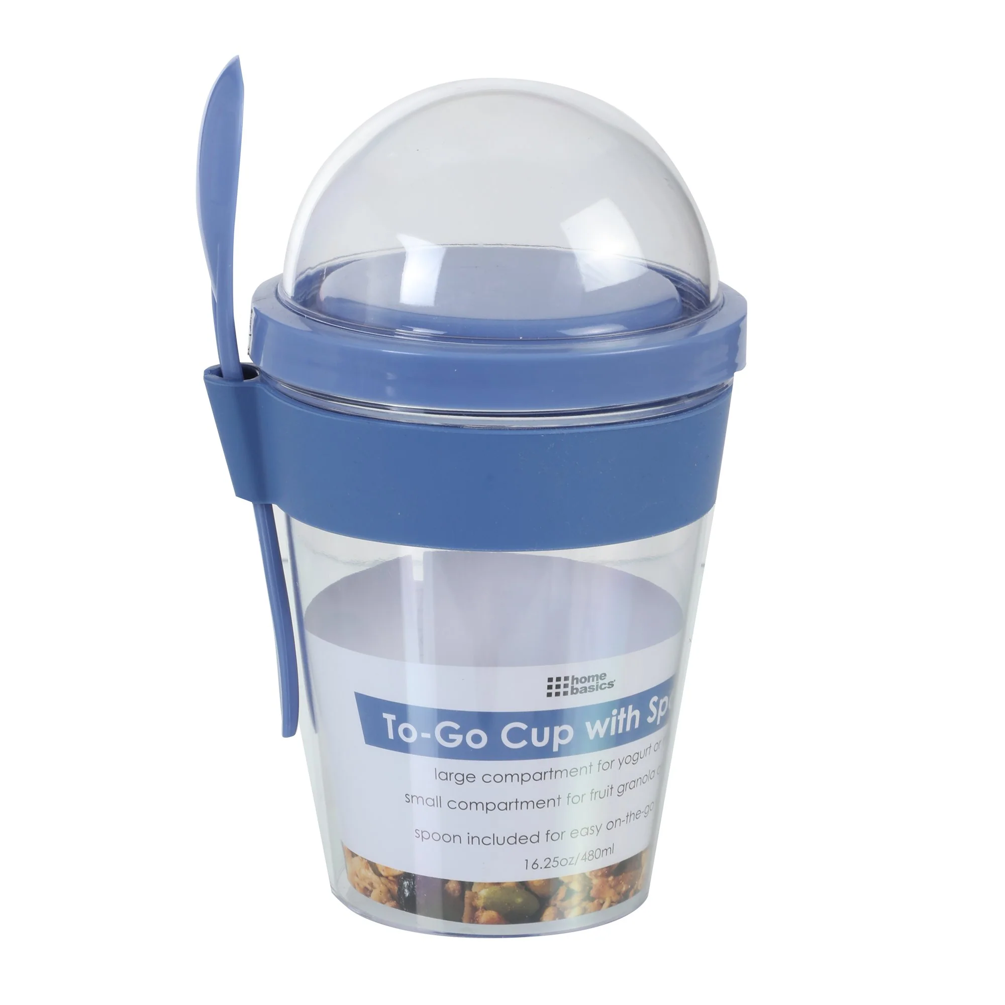 Gobelet transportable + compartiment + cuillĂšre - Bleu - Image 2