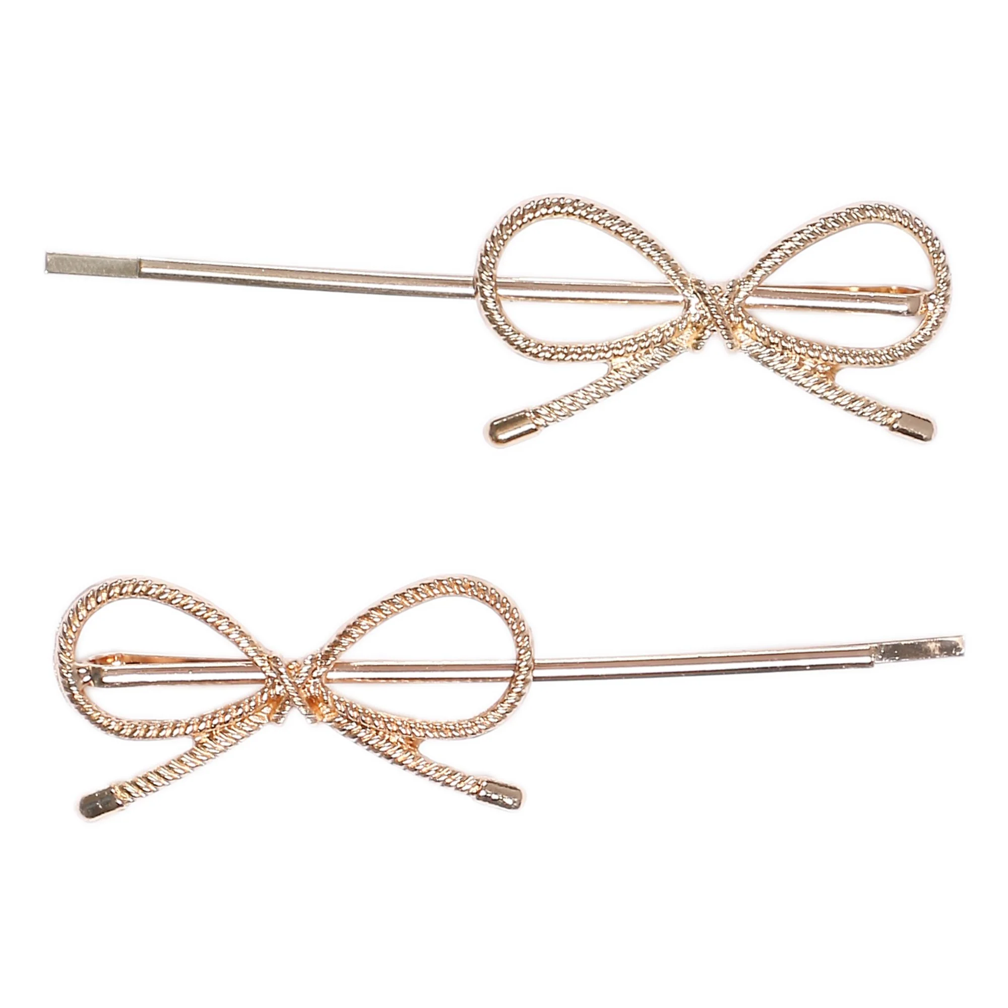 Lot de 2 barrettes nœud rose gold - Image 2