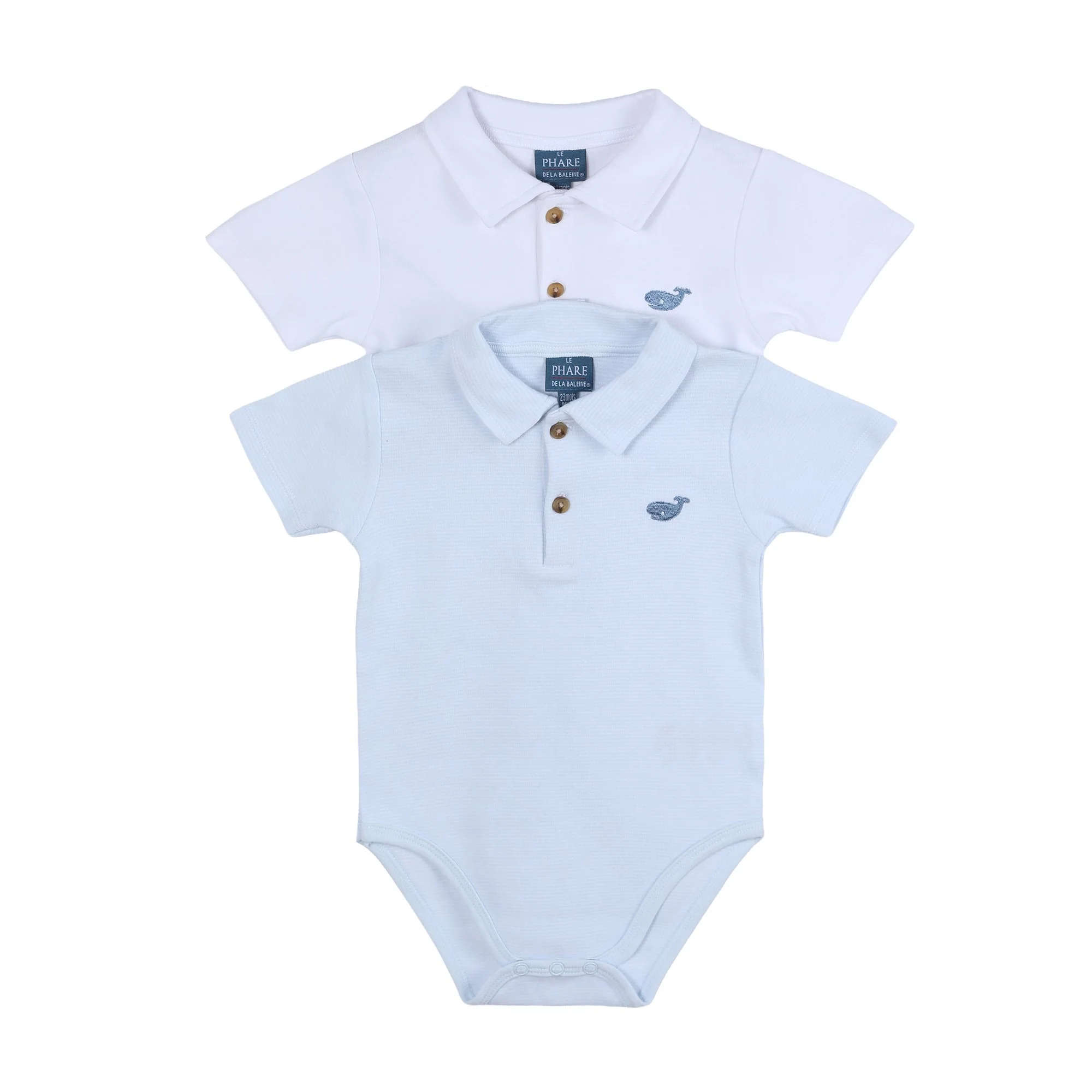 Lot de 2 bodies bébé col polo