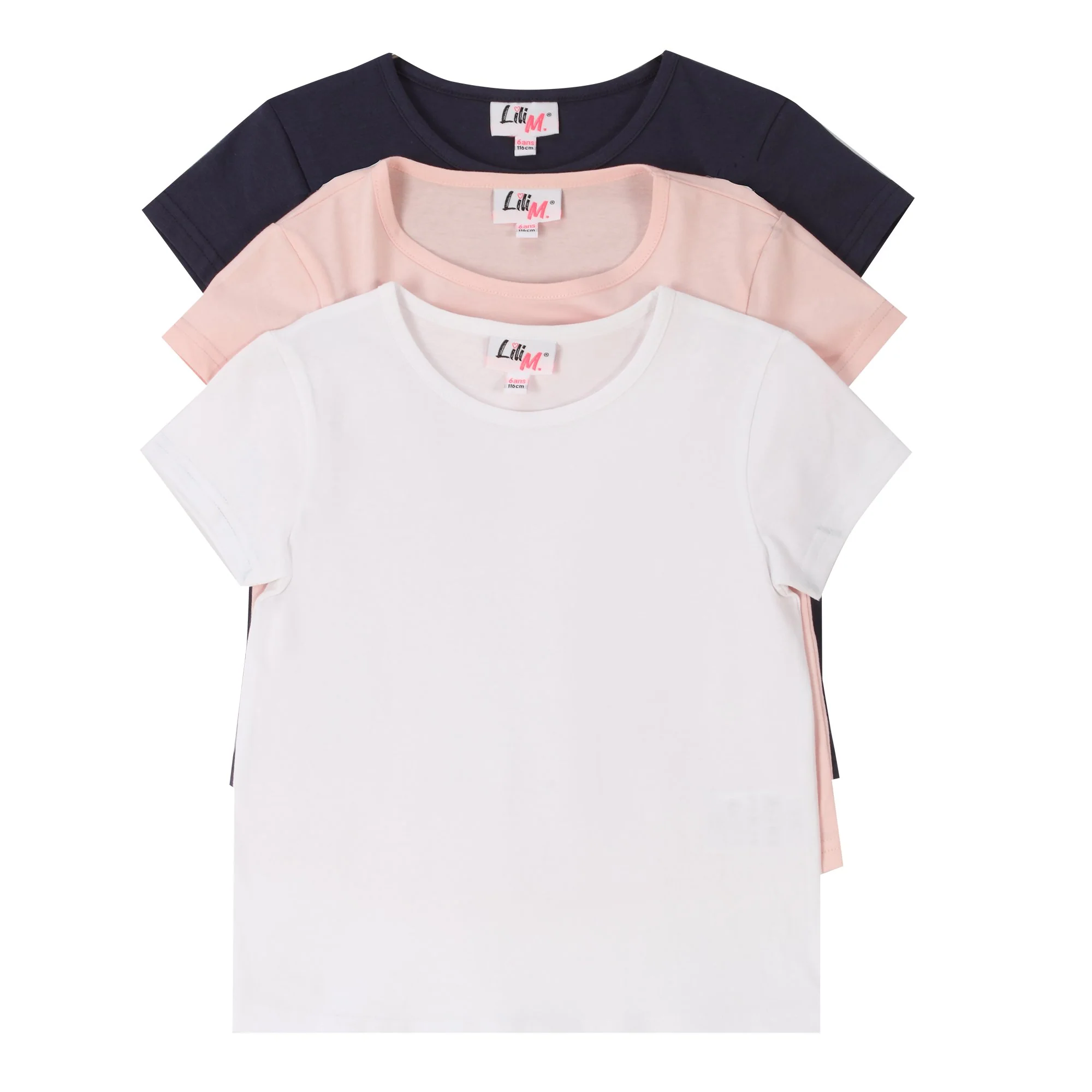 Lot de 3 tee-shirts manches courtes 3/12 ans - Blanc