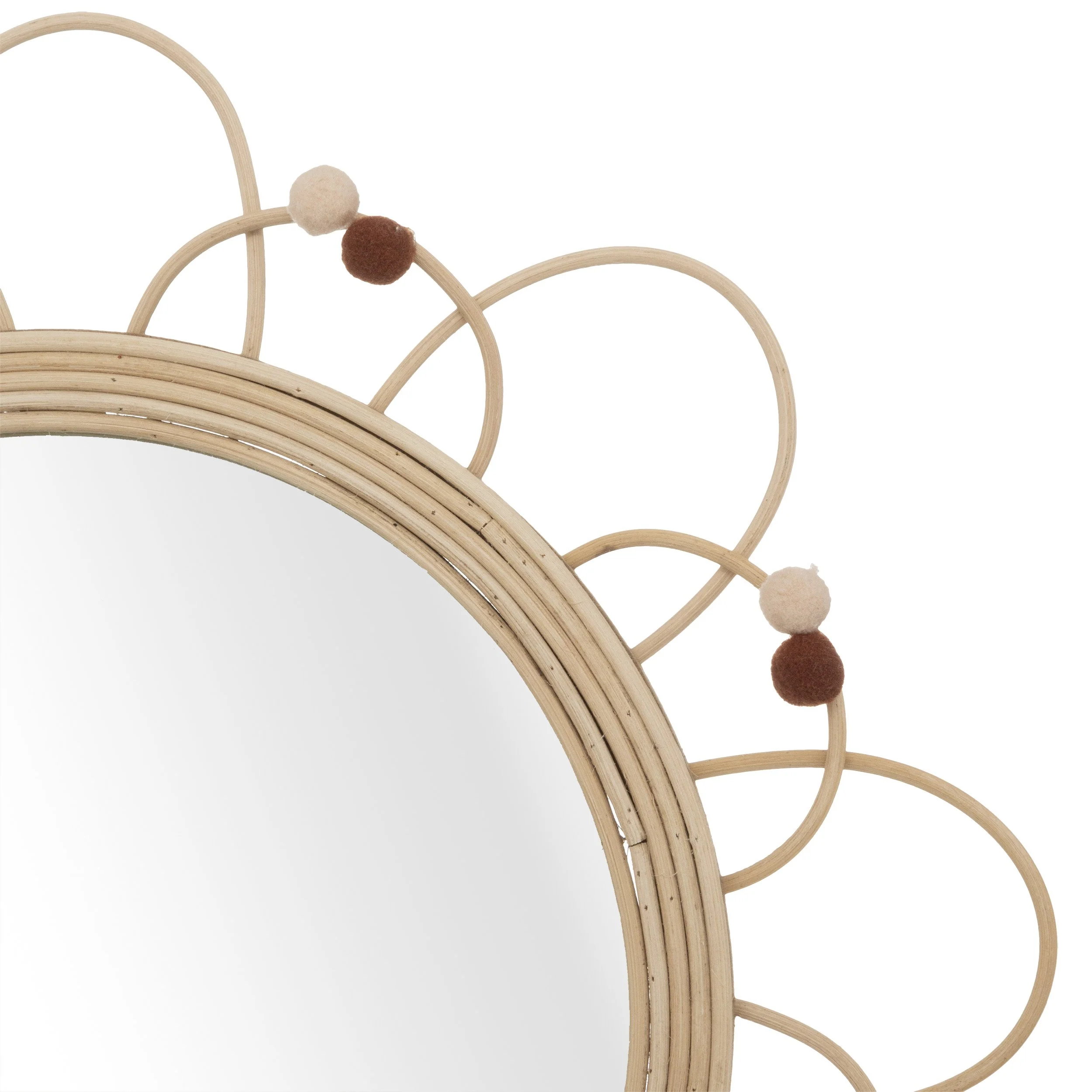 Miroir enfant à pompons en rotin - Image 2