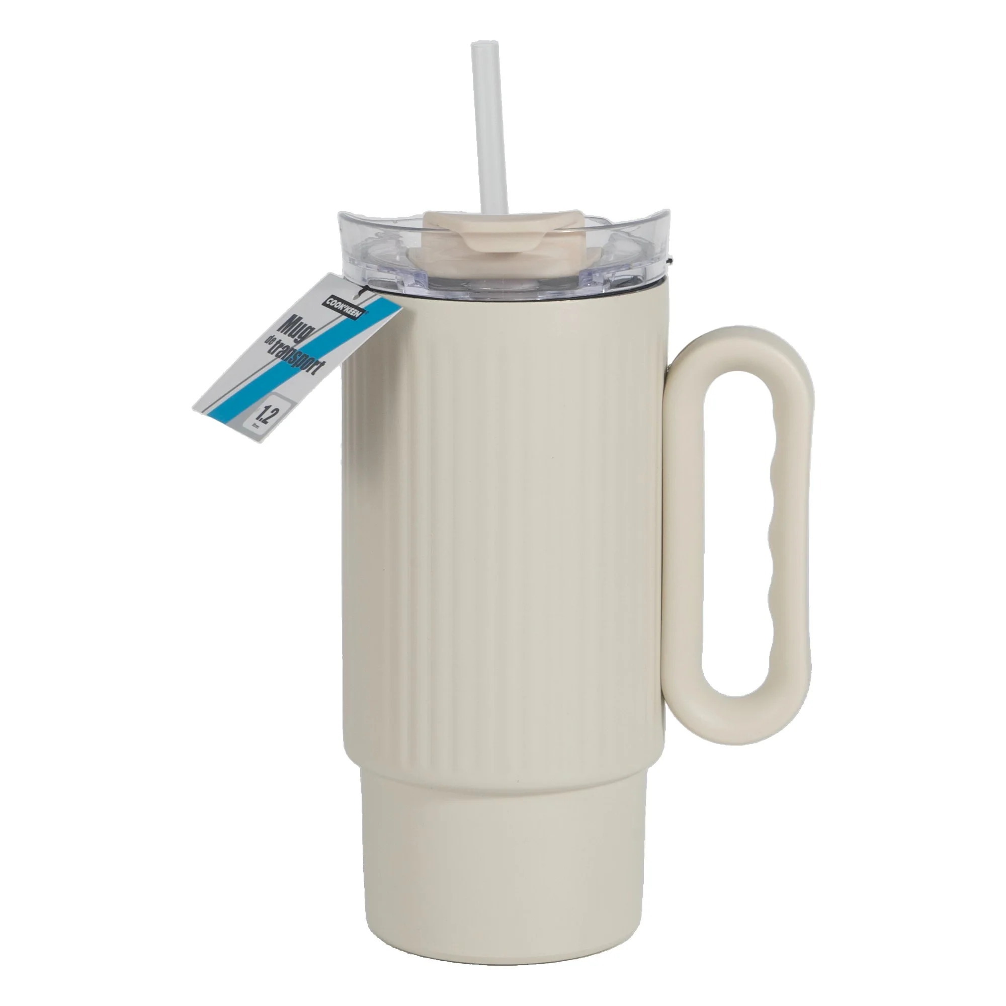 Mug de transport Isotherme avec poignée fantaisie 1,2 L - Beige