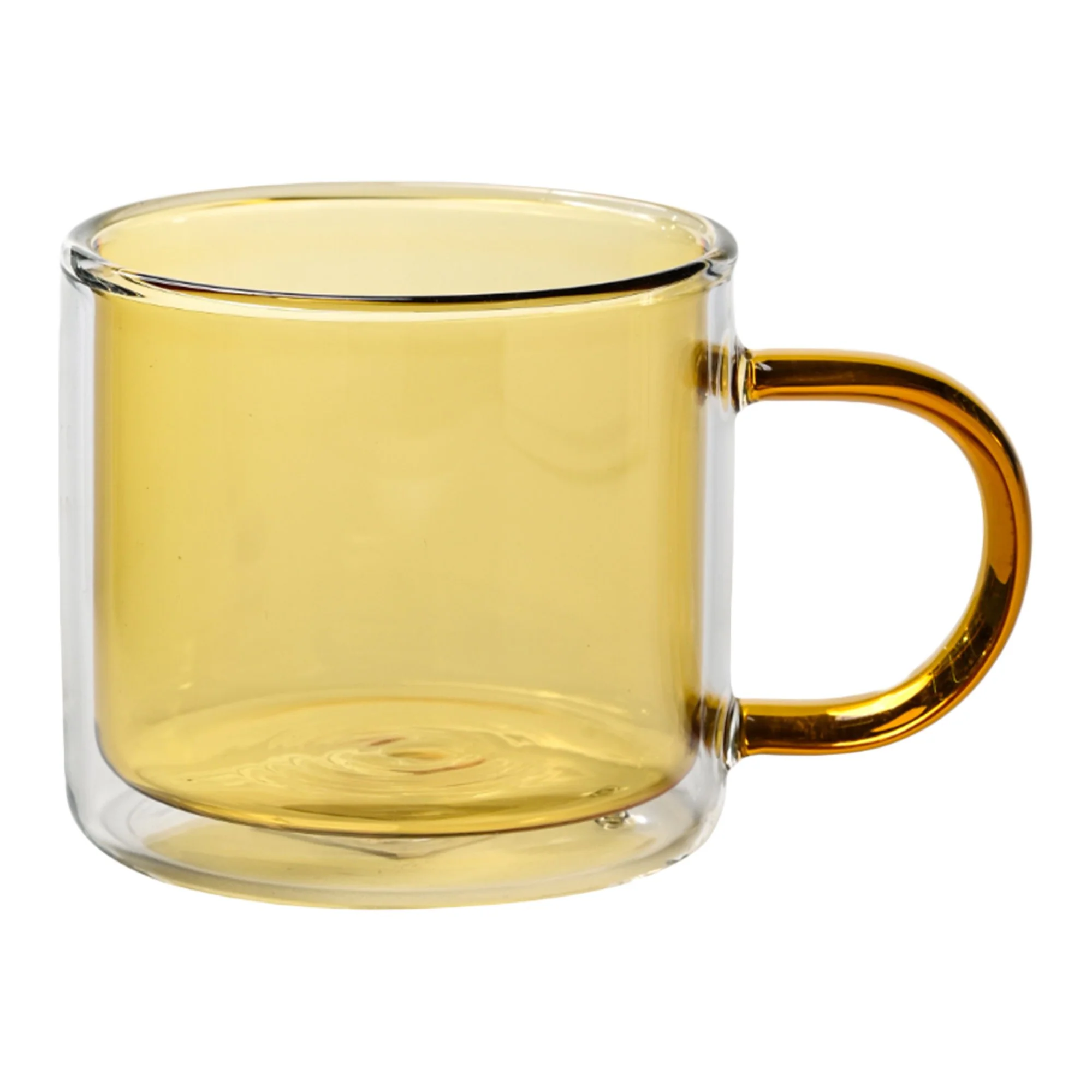 Mug double paroi en verre coloré avec anse 250 ml  - Beige