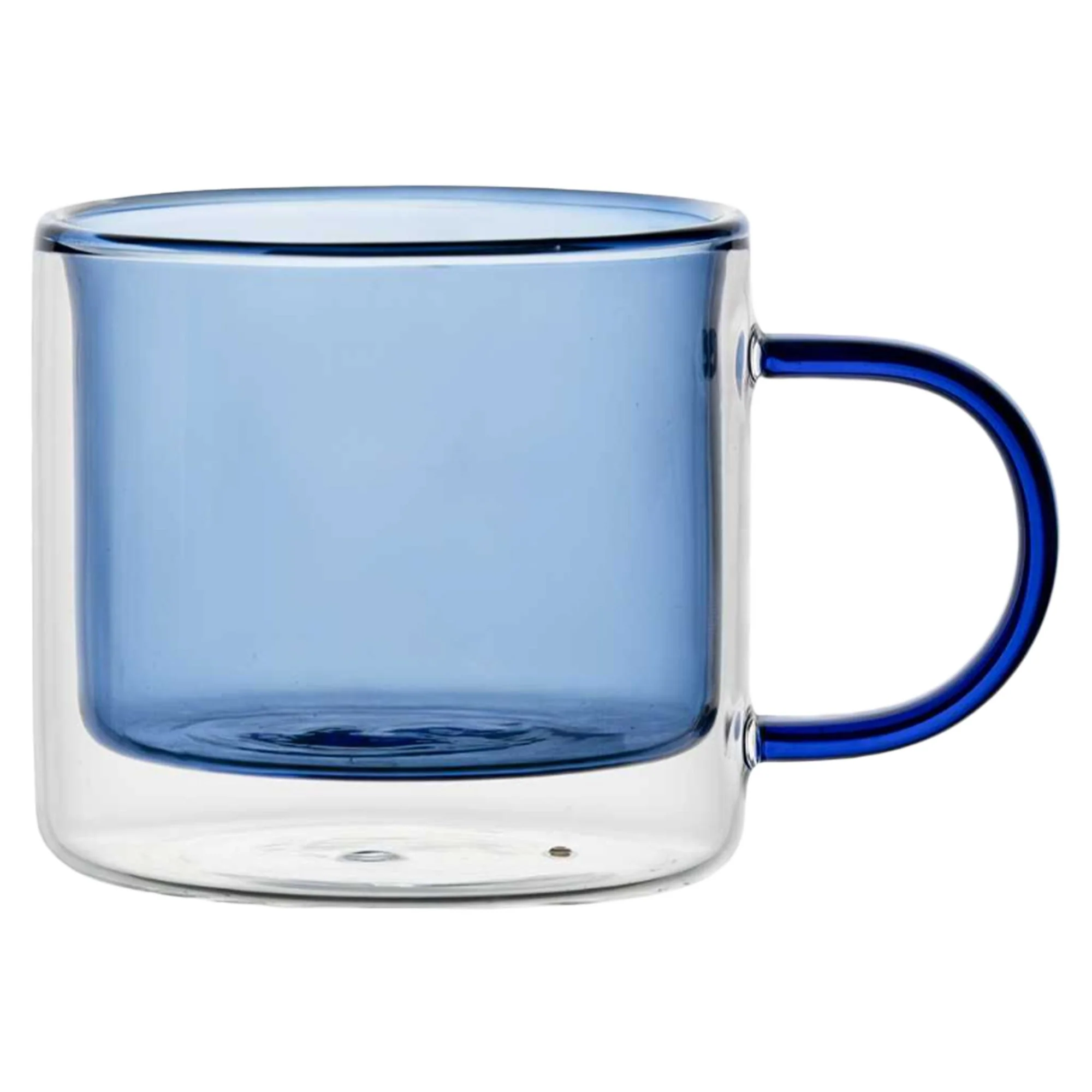 Mug double paroi en verre coloré avec anse 250 ml  - Bleu - Image 4