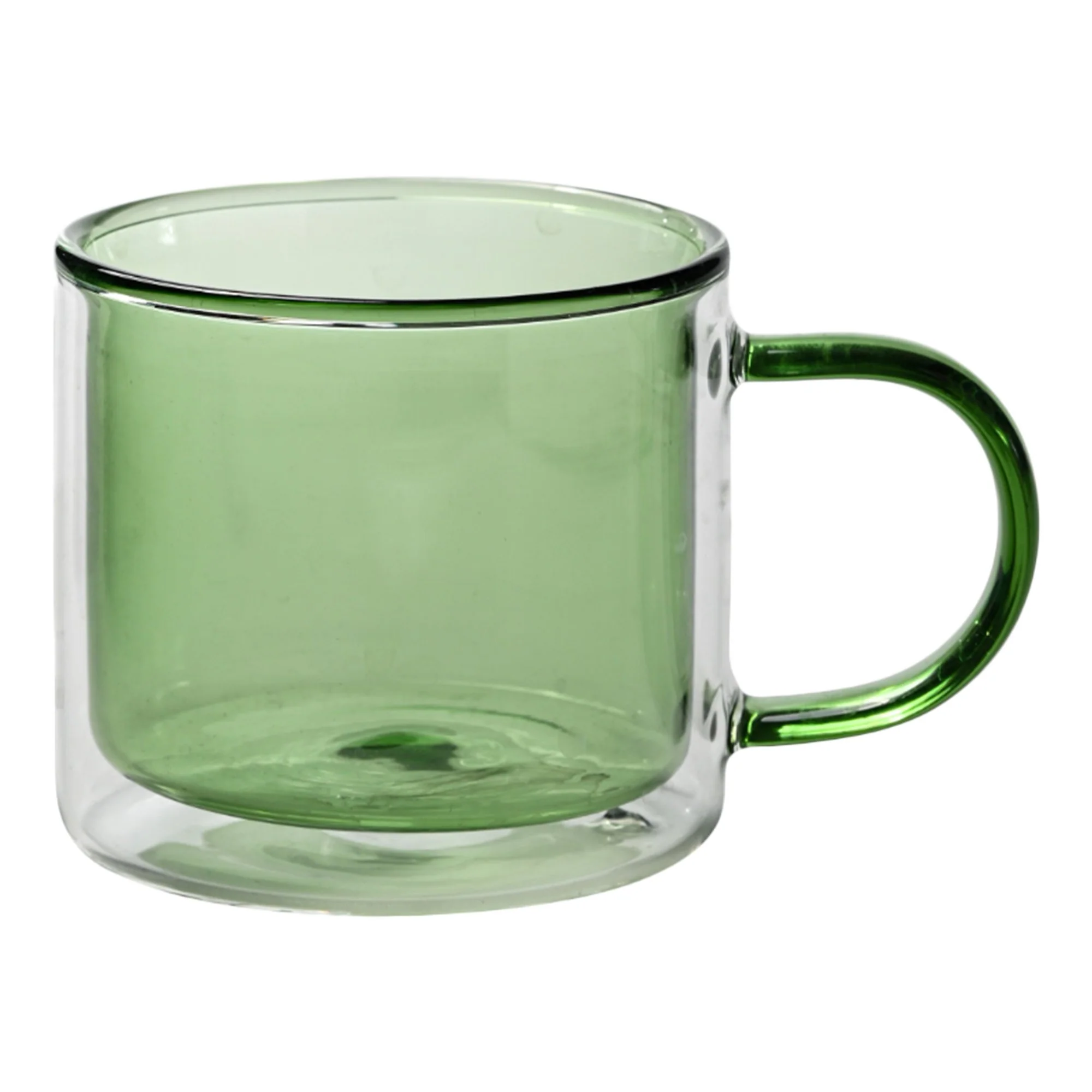 Mug double paroi en verre coloré avec anse 250 ml  - Vert - Image 3