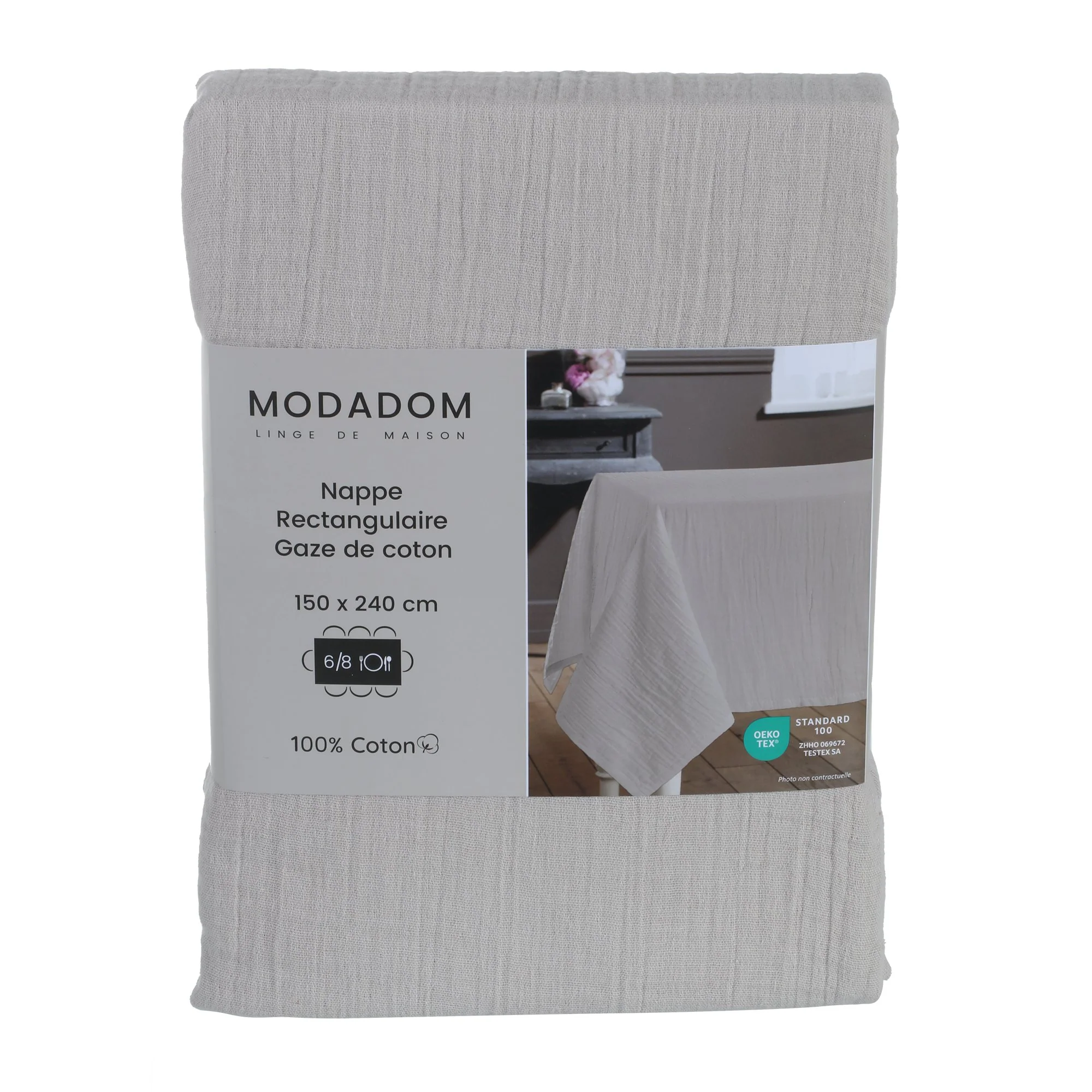 Nappe en gaze de coton 150x240cm - Gris - Image 5