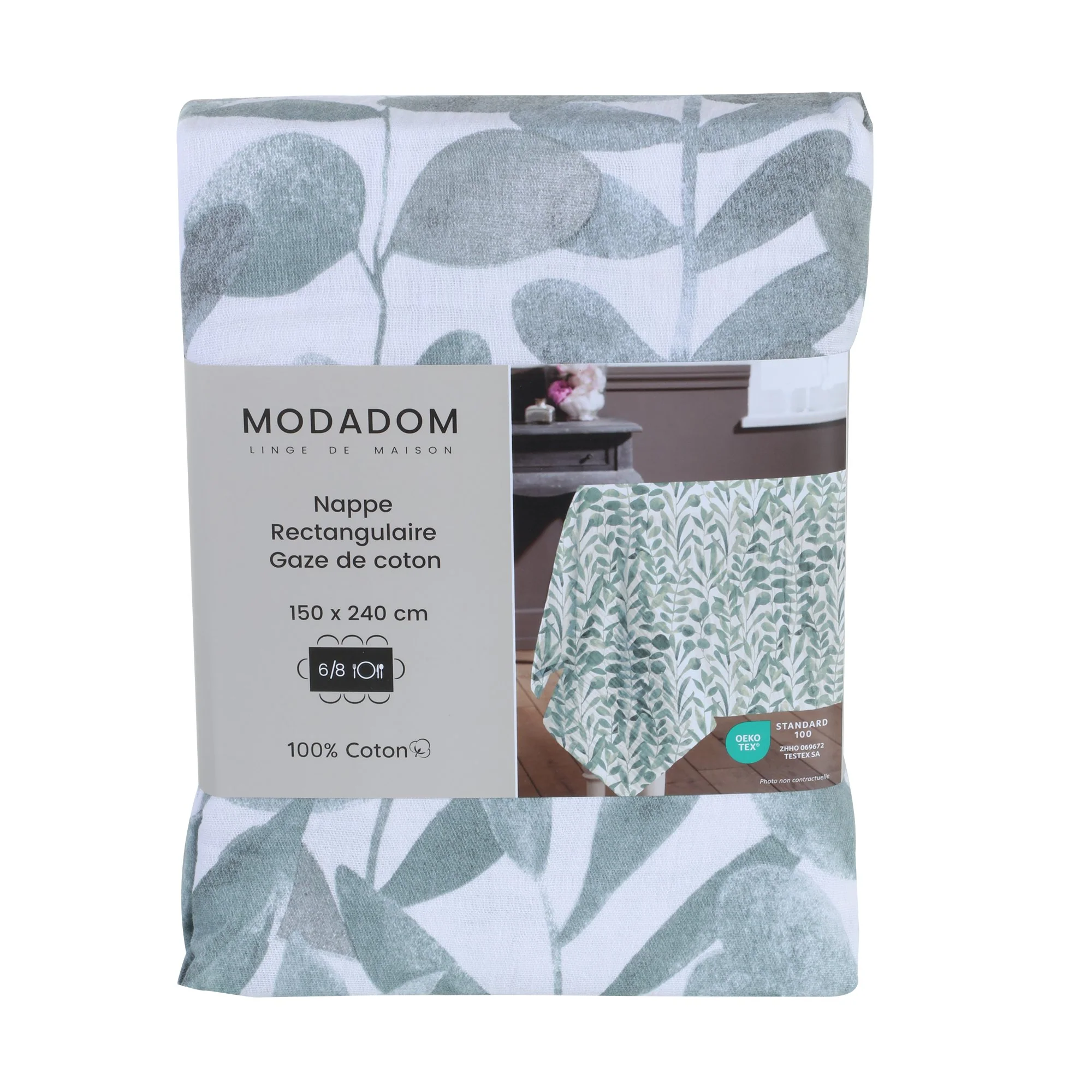 Nappe en gaze de coton 150x240cm - Gris - Image 5