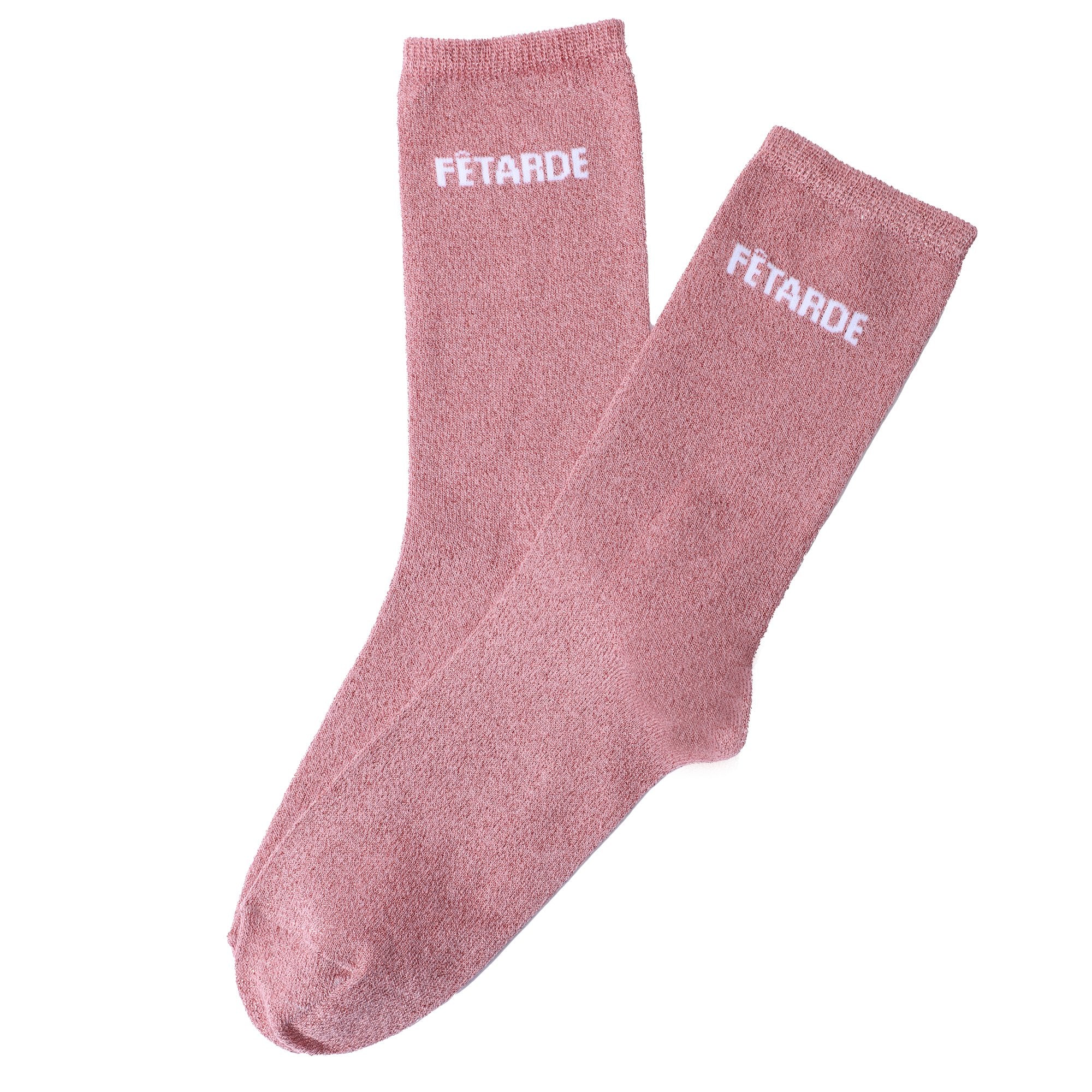 Paire de chaussette paillette avec message - Rose clair