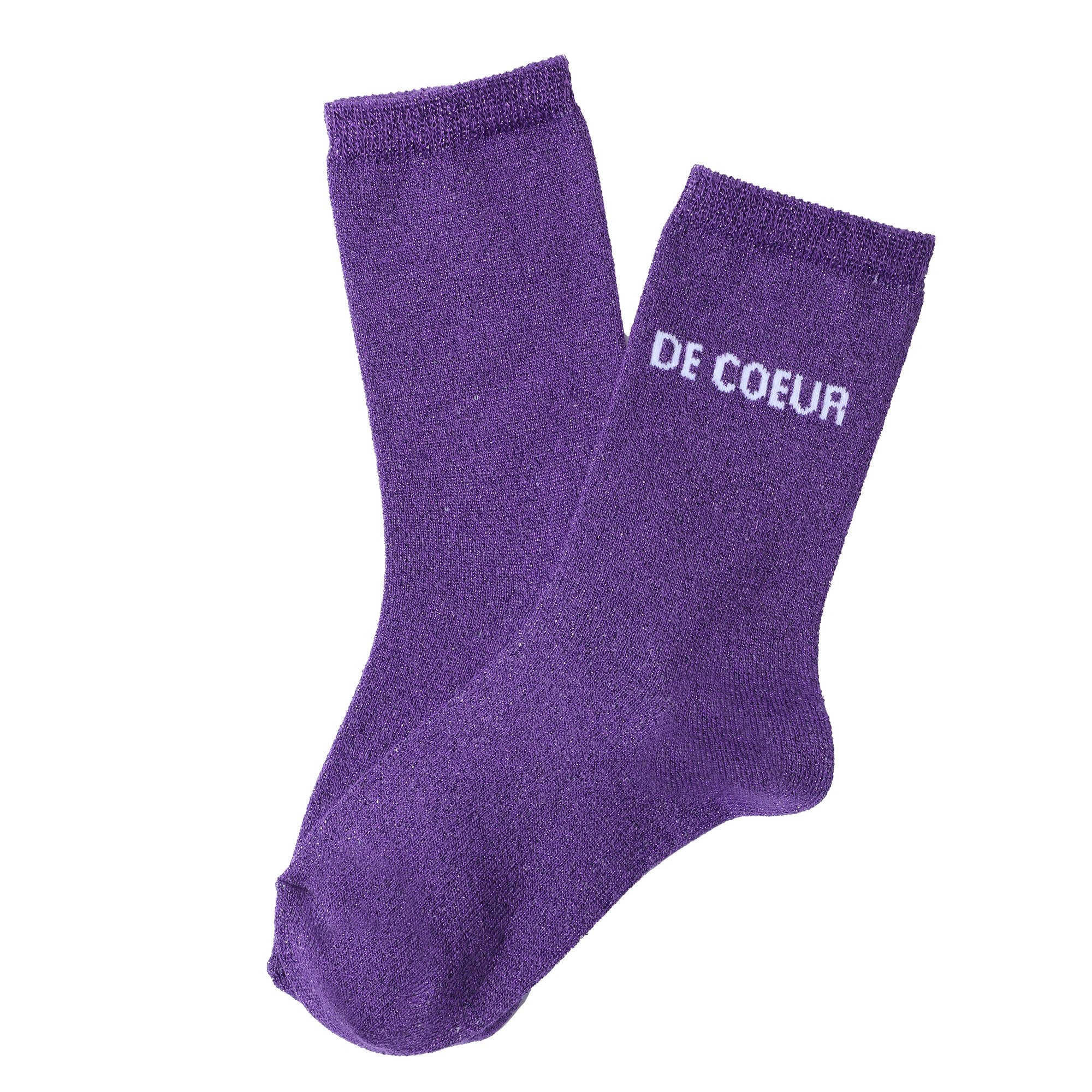 Paire de chaussette paillette avec message - Violet