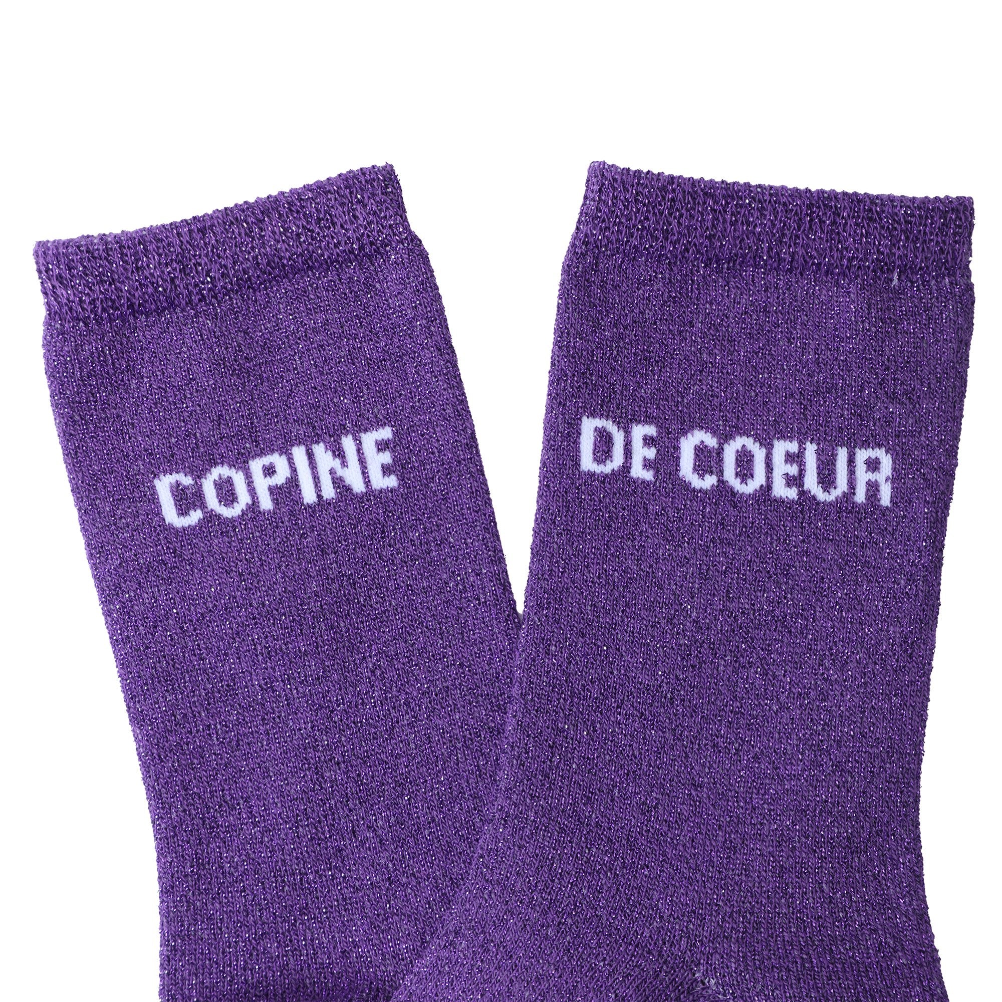 Paire de chaussette paillette avec message - Violet - Image 2