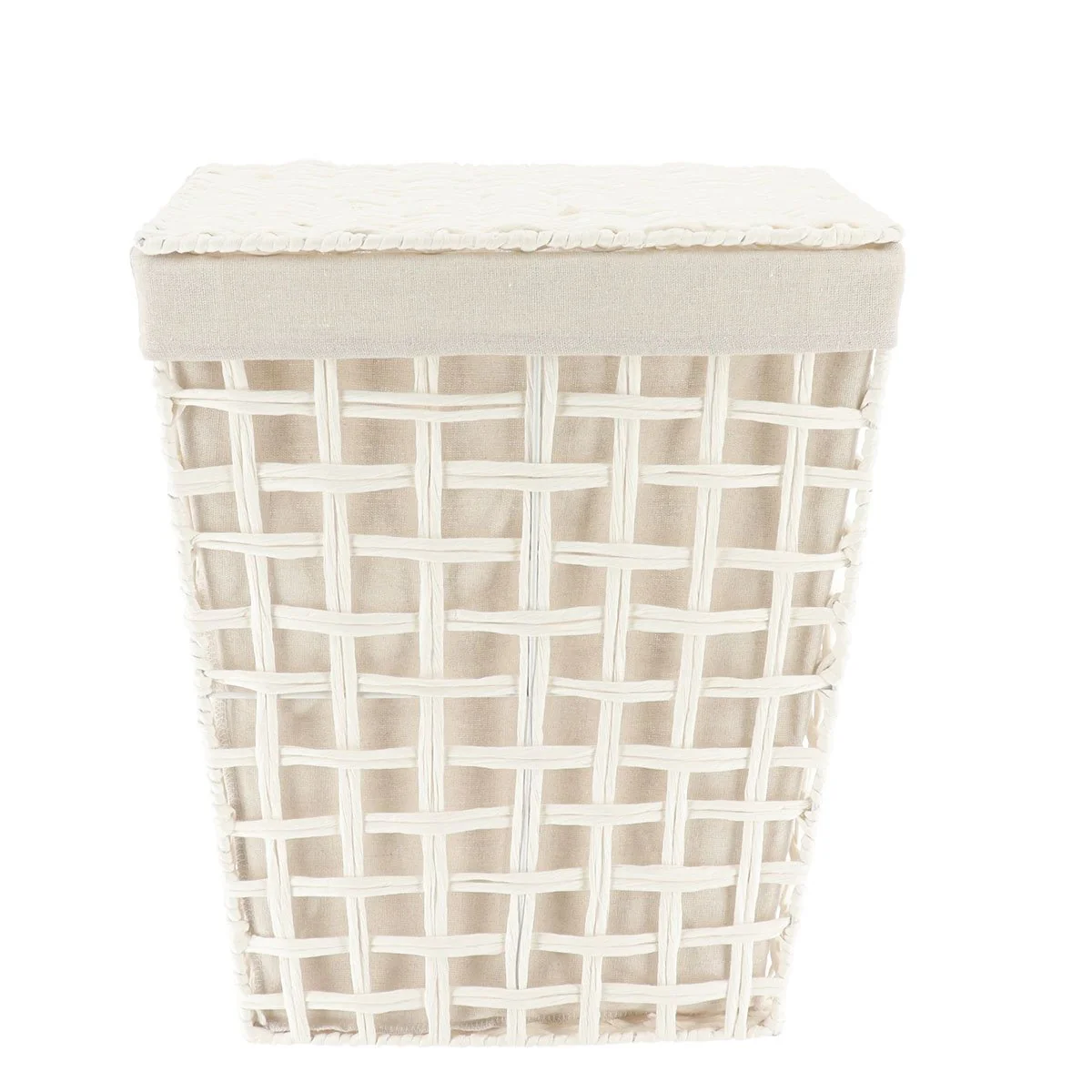Panière à linge tressée blanche