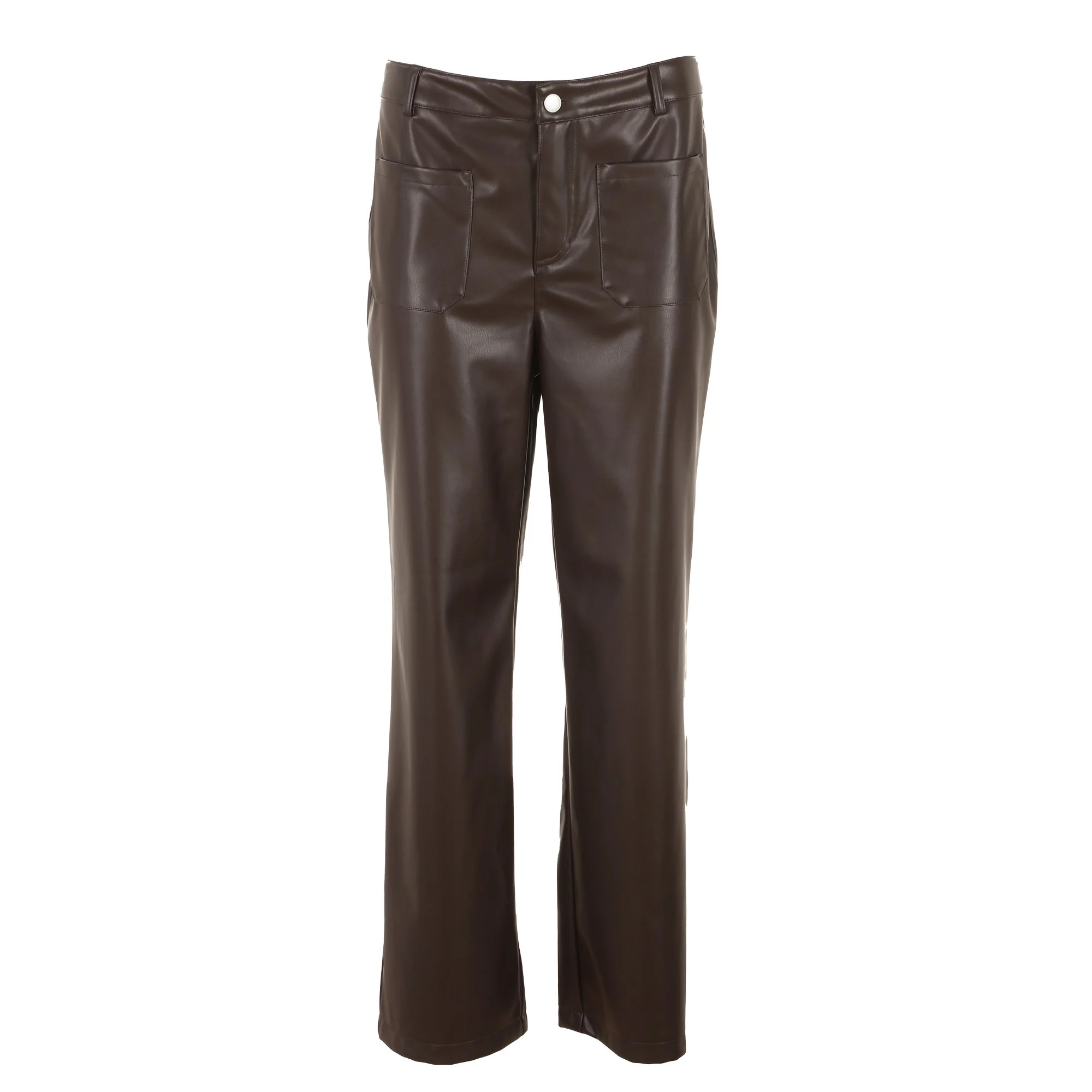 Pantalon en similicuir - Marron - Image 3